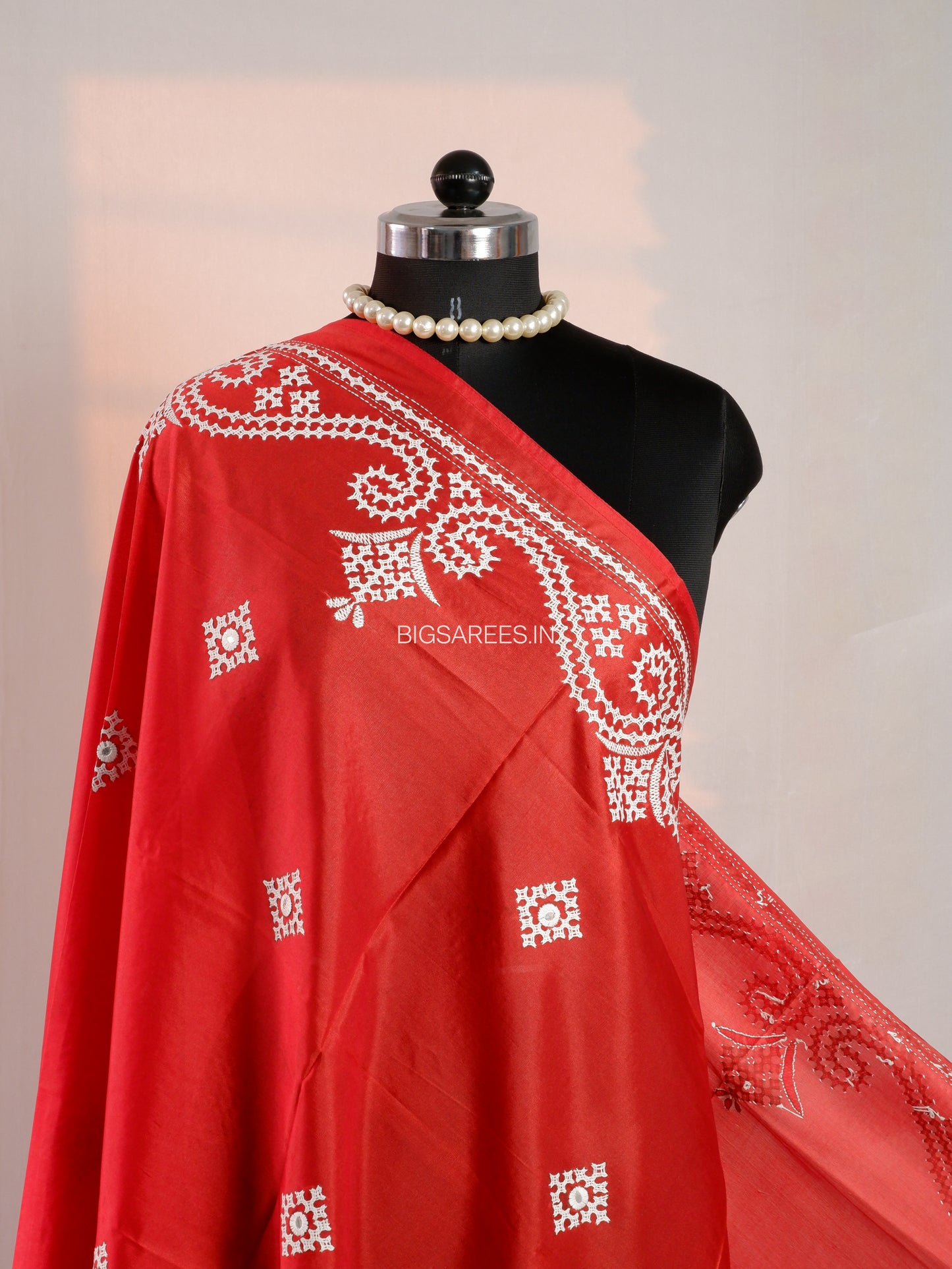 Kutchi Work Dupatta | Blended Banglore Silk Dupatta | Red
