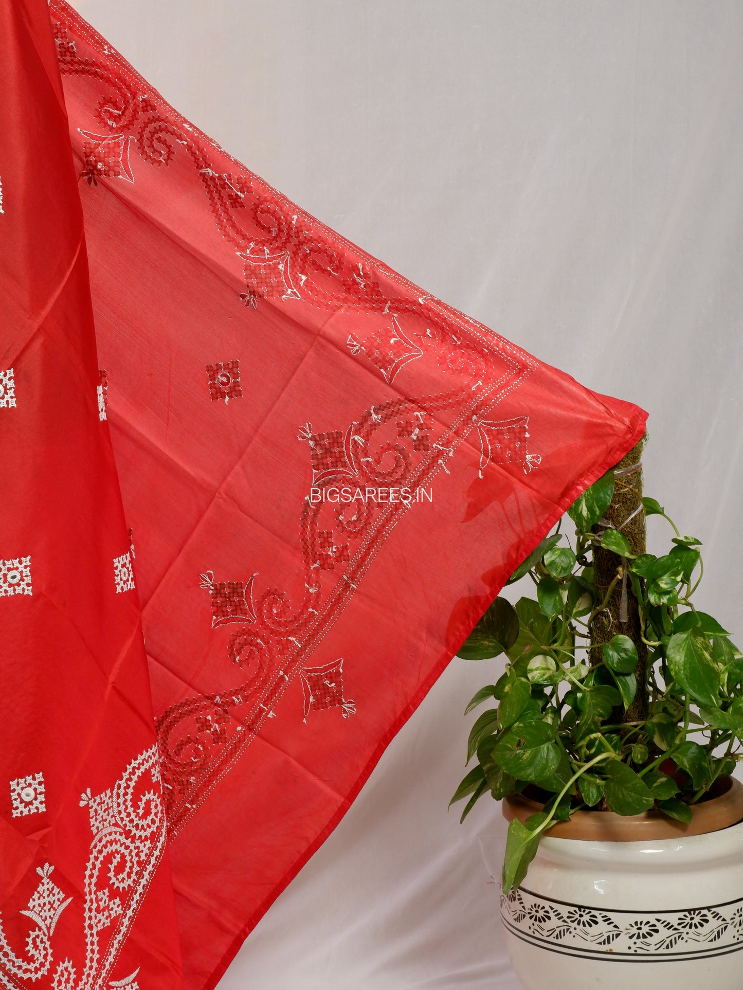 Kutchi Work Dupatta | Blended Banglore Silk Dupatta | Red