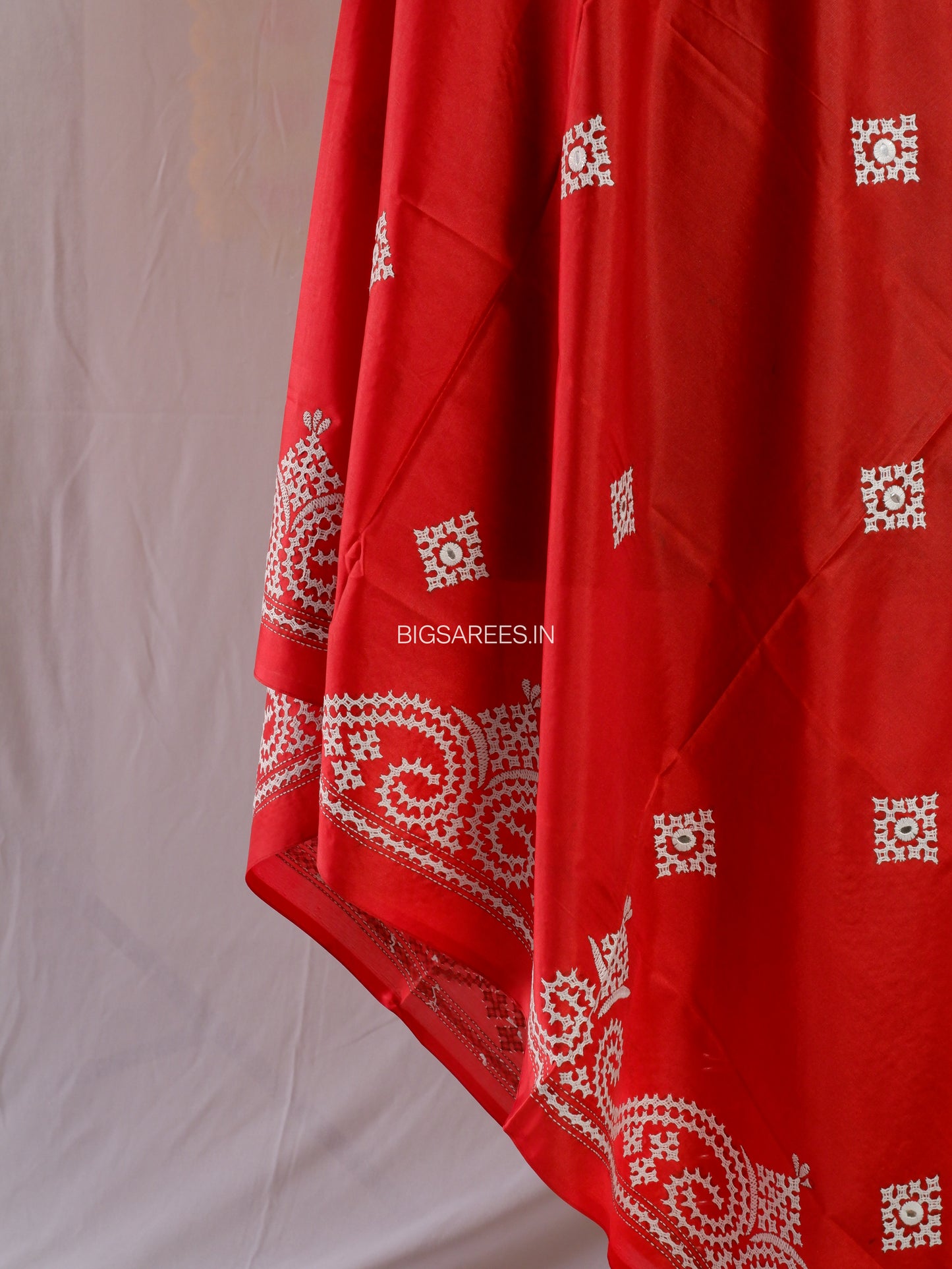 Kutchi Work Dupatta | Blended Banglore Silk Dupatta | Red