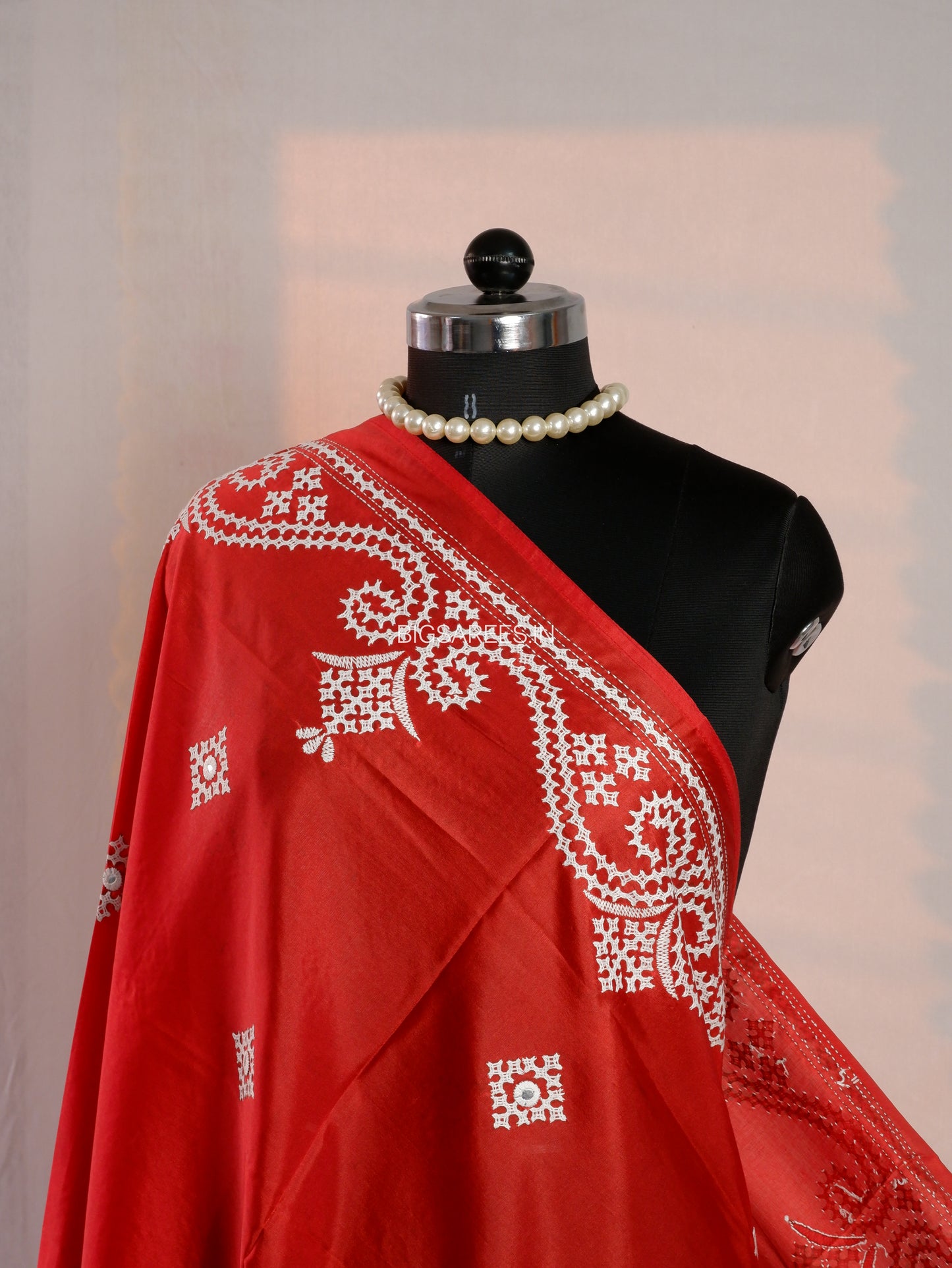 Kutchi Work Dupatta | Blended Banglore Silk Dupatta | Red