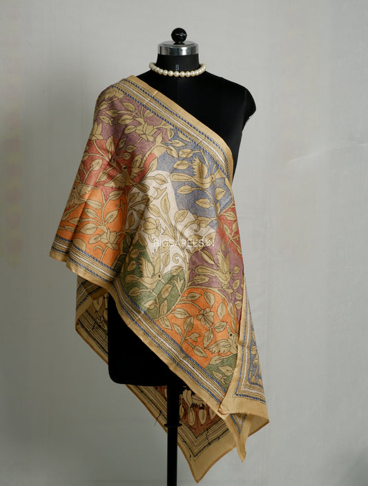 Kantha Pure Silk Stole | Sand  | 22" |