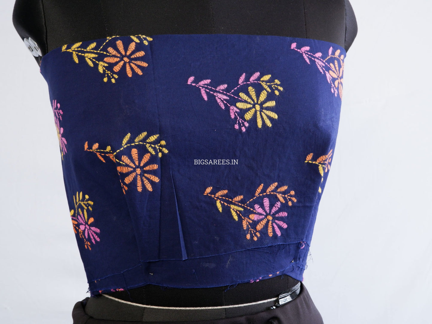 Kantha Stitch Semi Tussar with Blouse | Hand-Embroidered | Off White