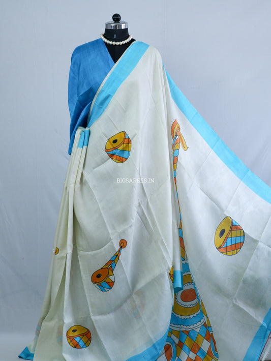 Bishnupuri Hand-Painted  Silk Saree | Pure Silk | Made-On-Order | Silk Mark Certified