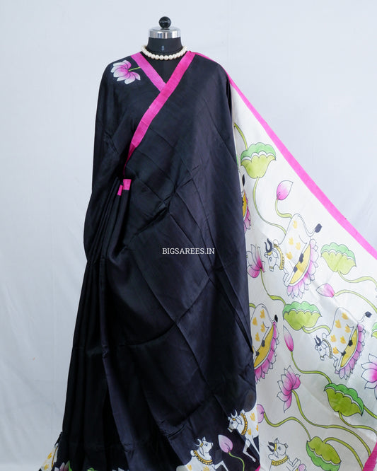 Bishnupuri Hand-Painted  Silk Saree | Pure Silk | Silk Mark Certified