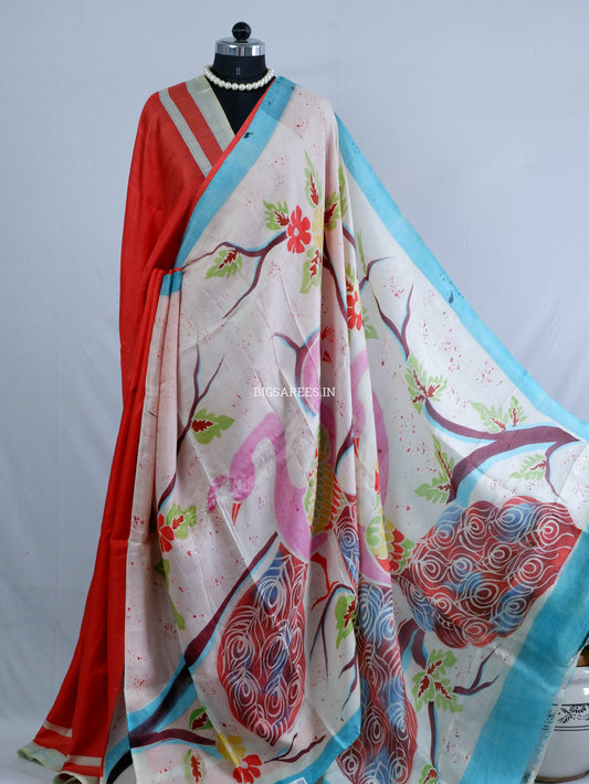Bishnupuri Hand-Painted  Silk Saree | Pure Silk | Made-On-Order | Silk Mark Certified