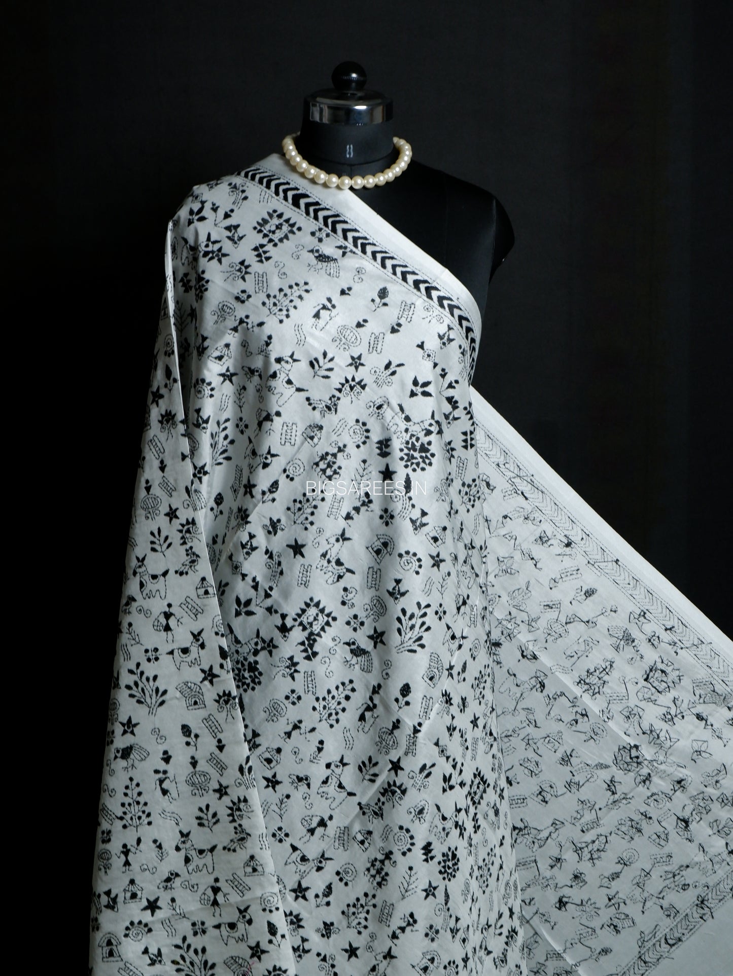 Kantha Hand-Embroidered Dupatta | Blended Bangalore Silk | Full Work | White