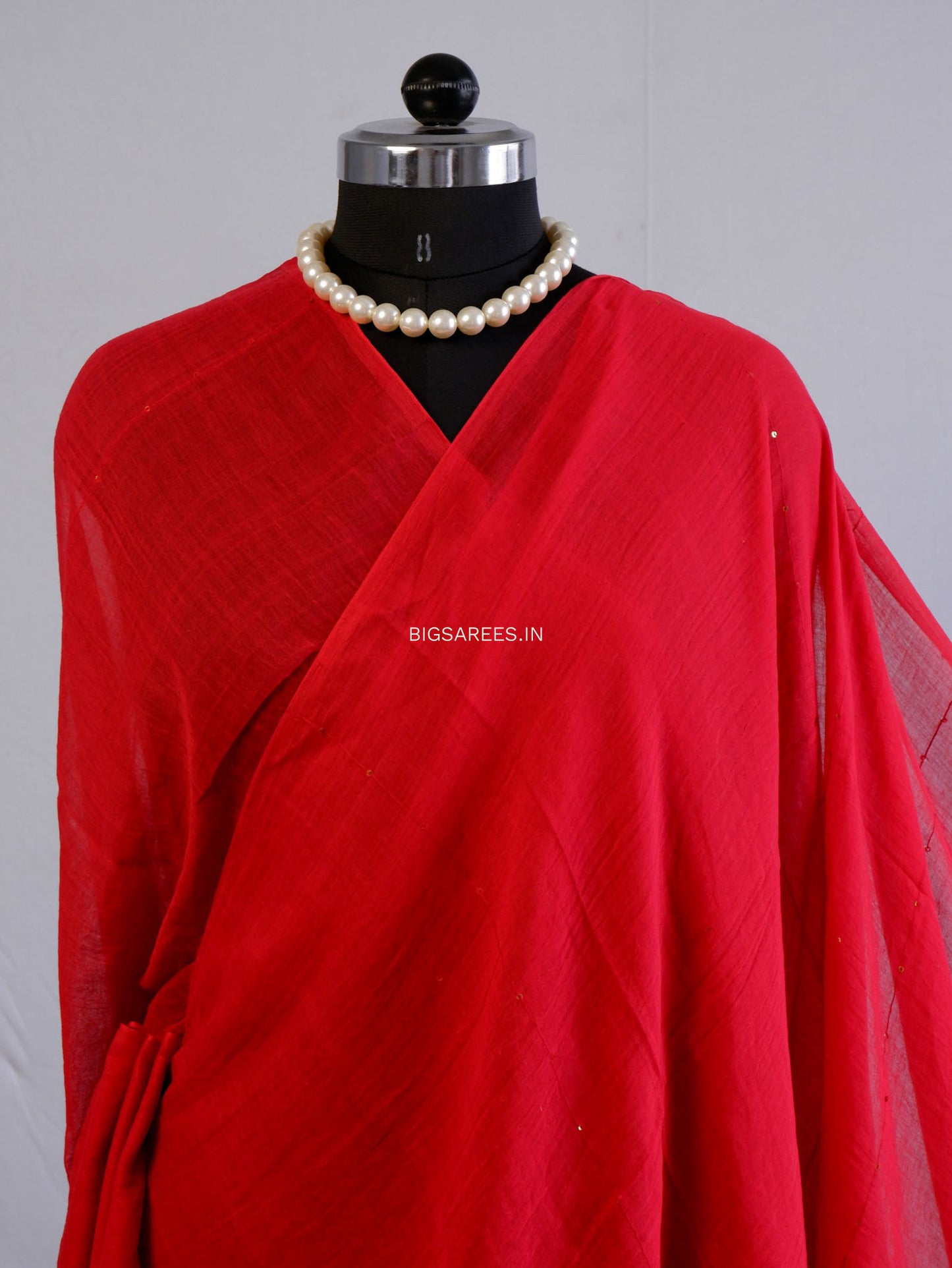 Jonaki Mul Cotton Saree With Ikat Blouse | Ultra Lightweight | Red