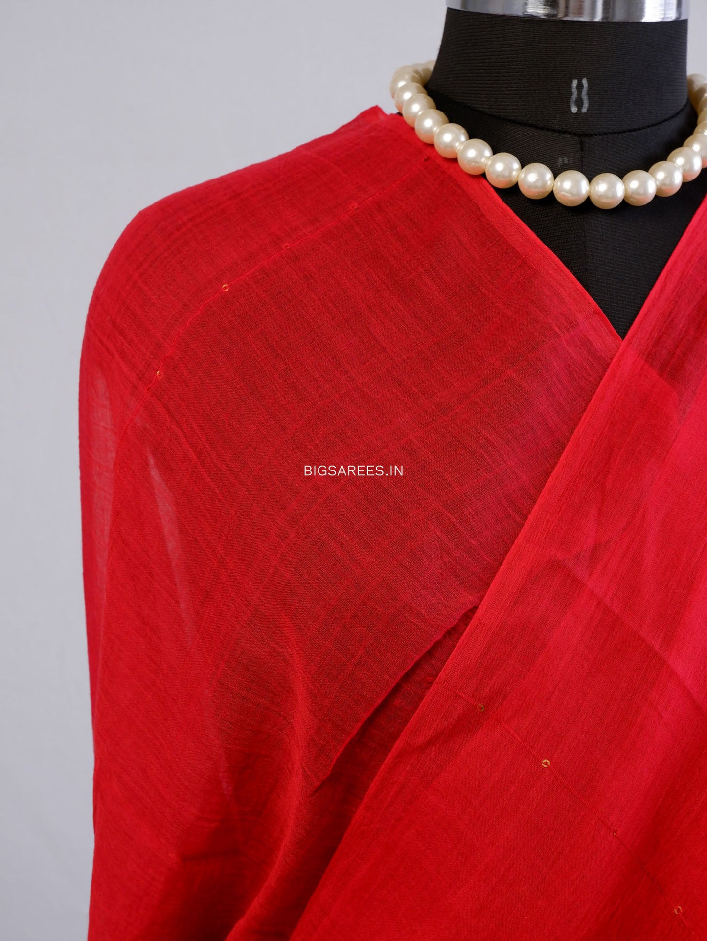 Jonaki Mul Cotton Saree With Ikat Blouse | Ultra Lightweight | Red