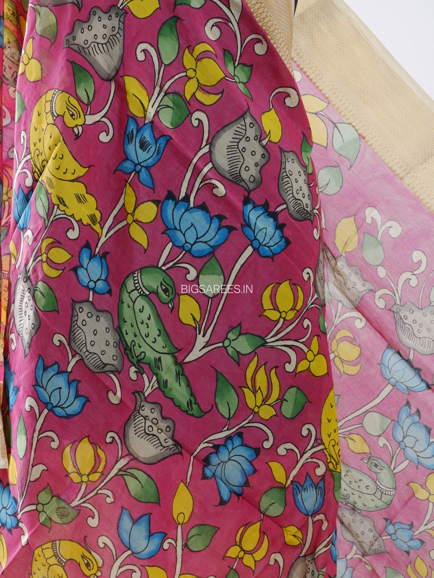 Pen Kalamkari Hand Painted Bangalore Silk Dupatta | Light Burgundy |