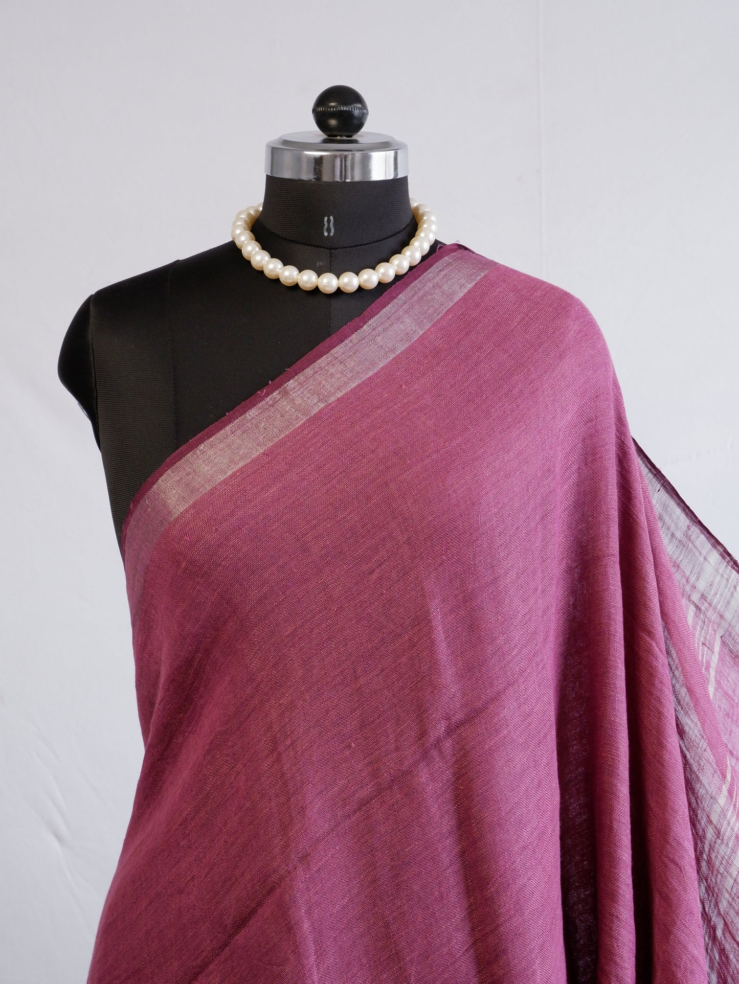 Pure Jayshree Linen Saree | Plain | Muted Purple