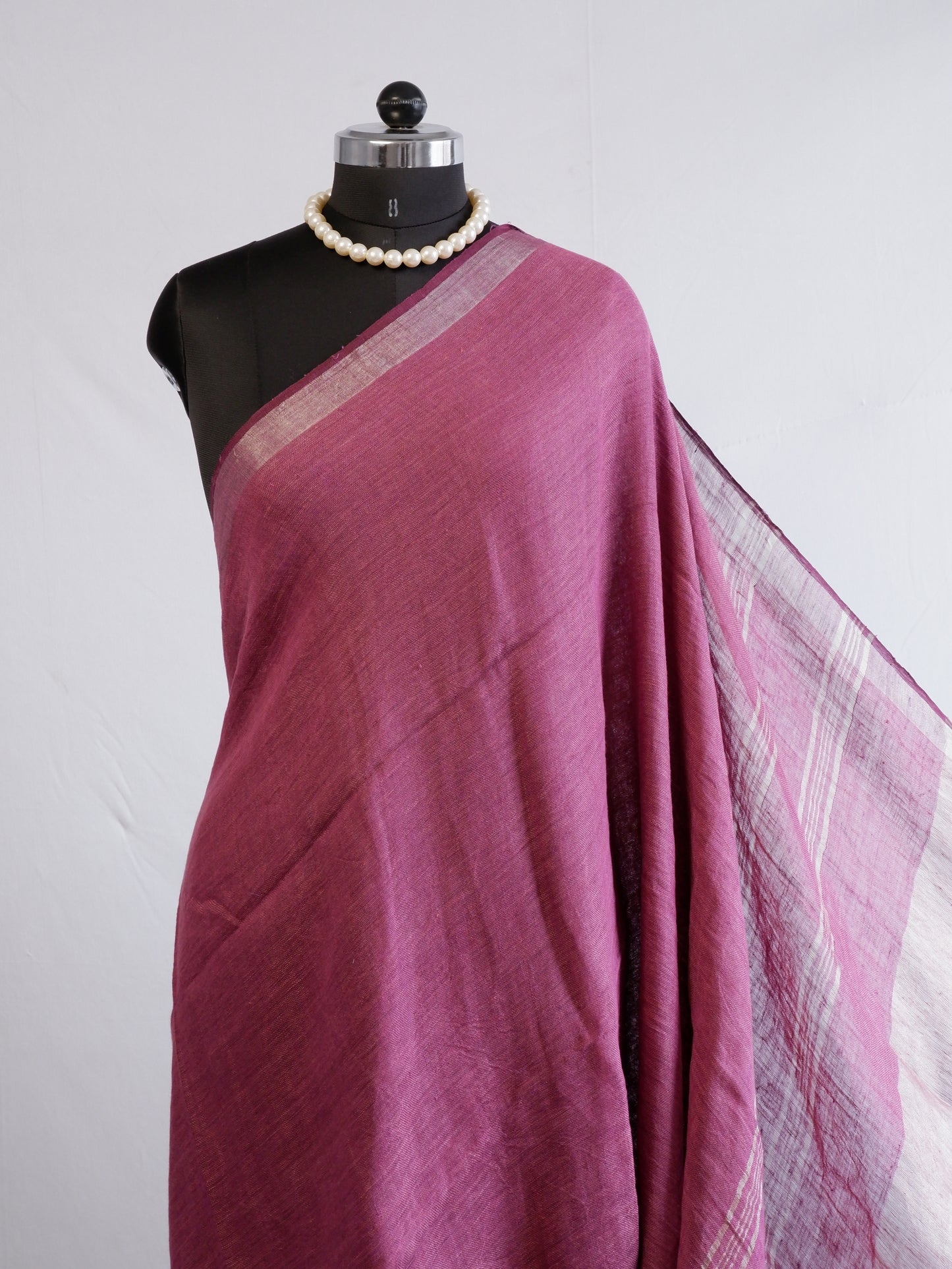 Pure Jayshree Linen Saree | Plain | Muted Purple