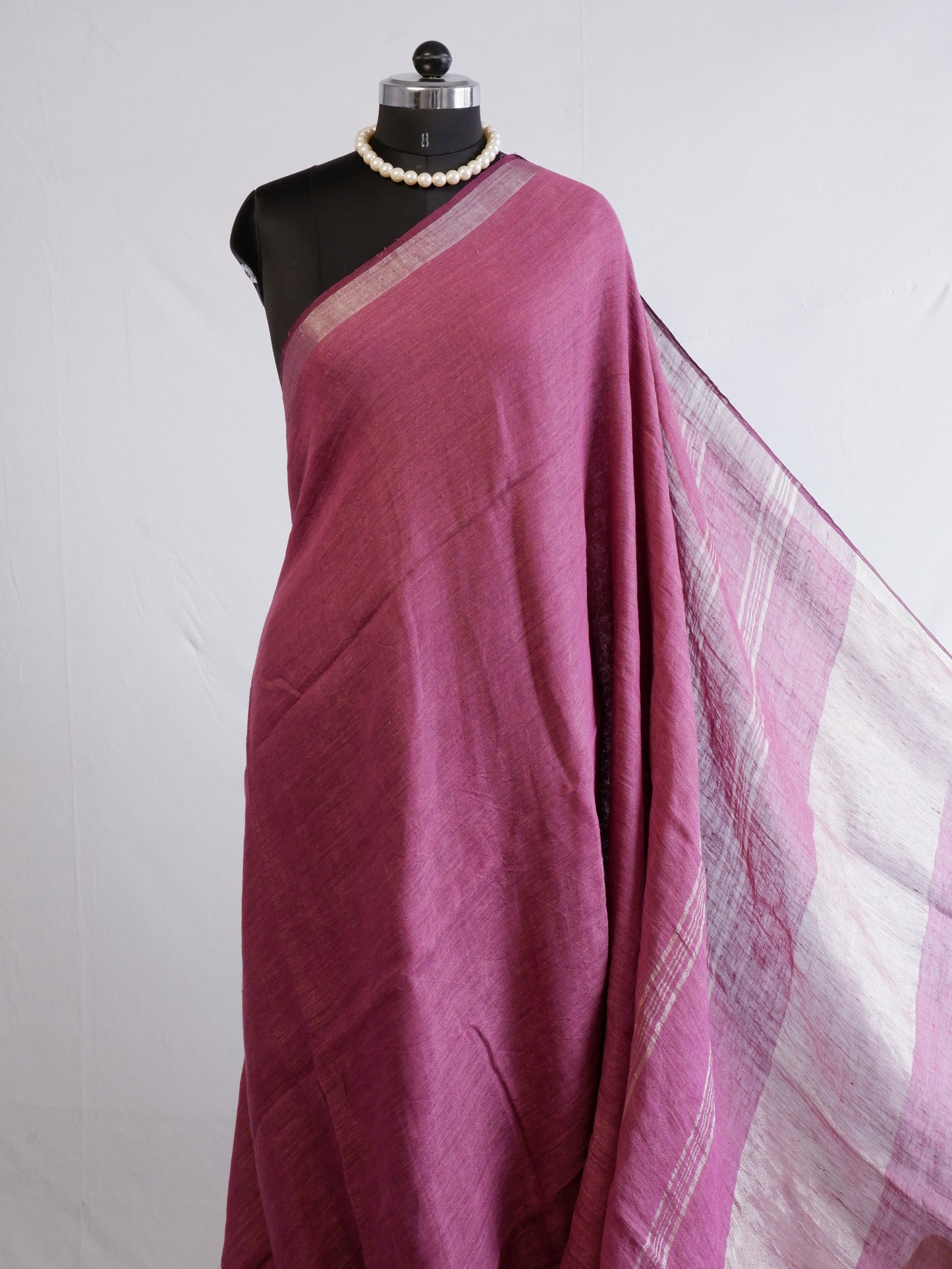 Pure Jayshree Linen Saree | Plain | Muted Purple