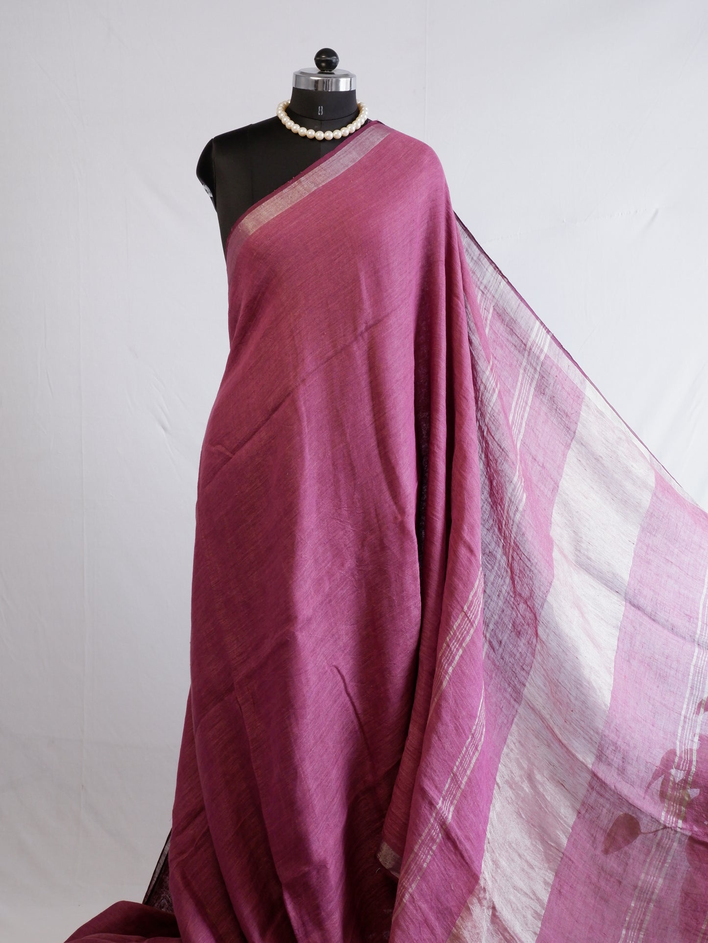 Pure Jayshree Linen Saree | Plain | Muted Purple