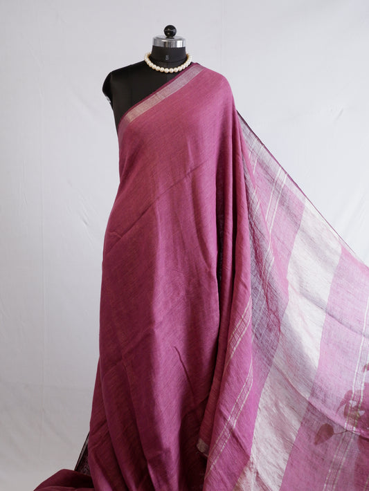Pure Jayshree Linen Saree | Plain | Muted Purple