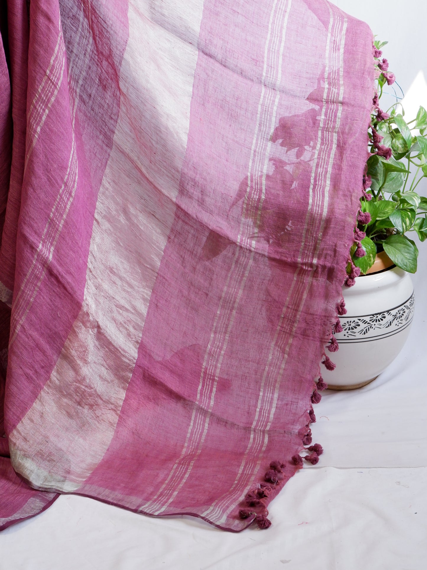 Pure Jayshree Linen Saree | Plain | Muted Purple