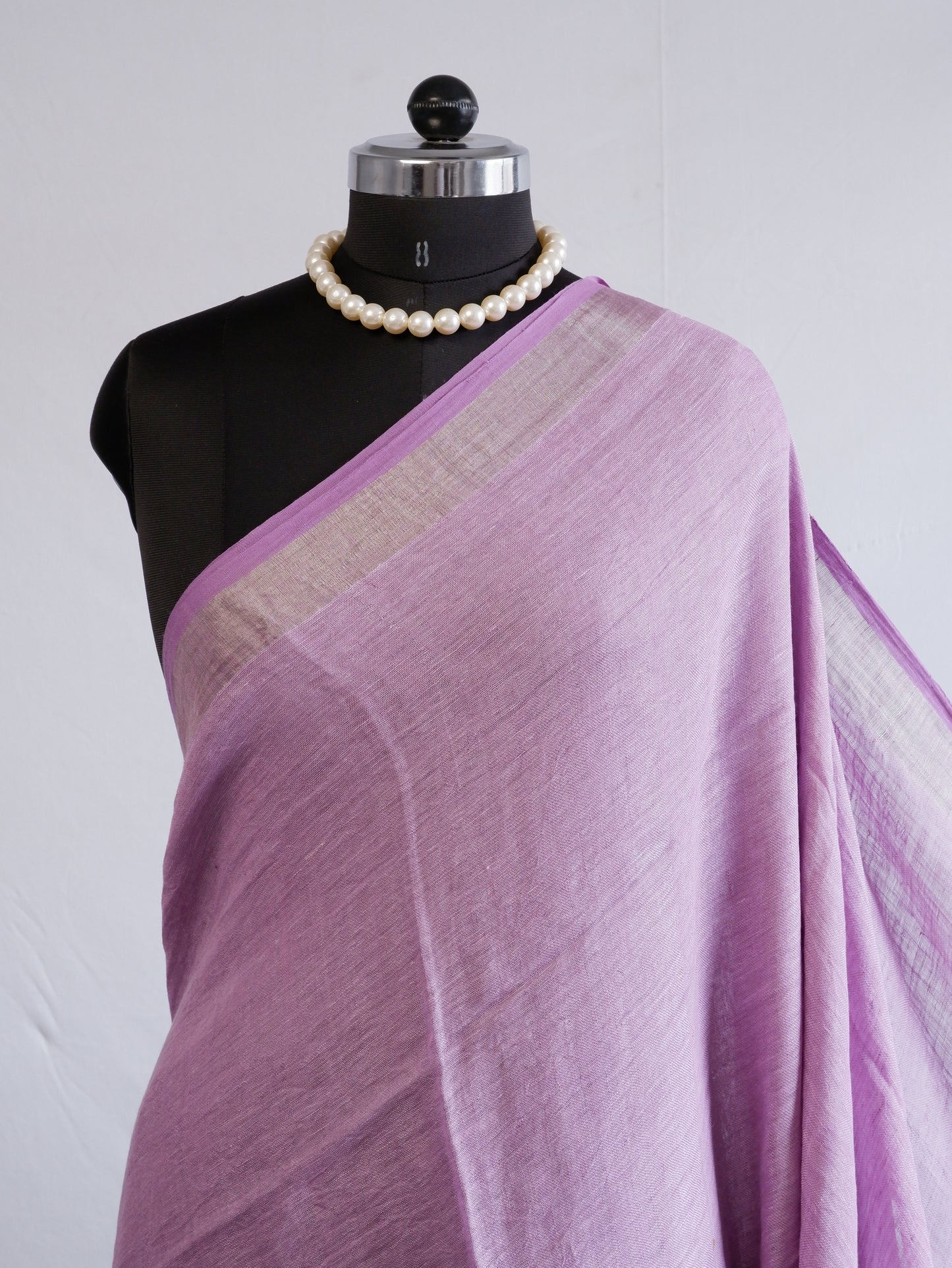 Pure Jayshree Linen Saree | Plain | Lilac