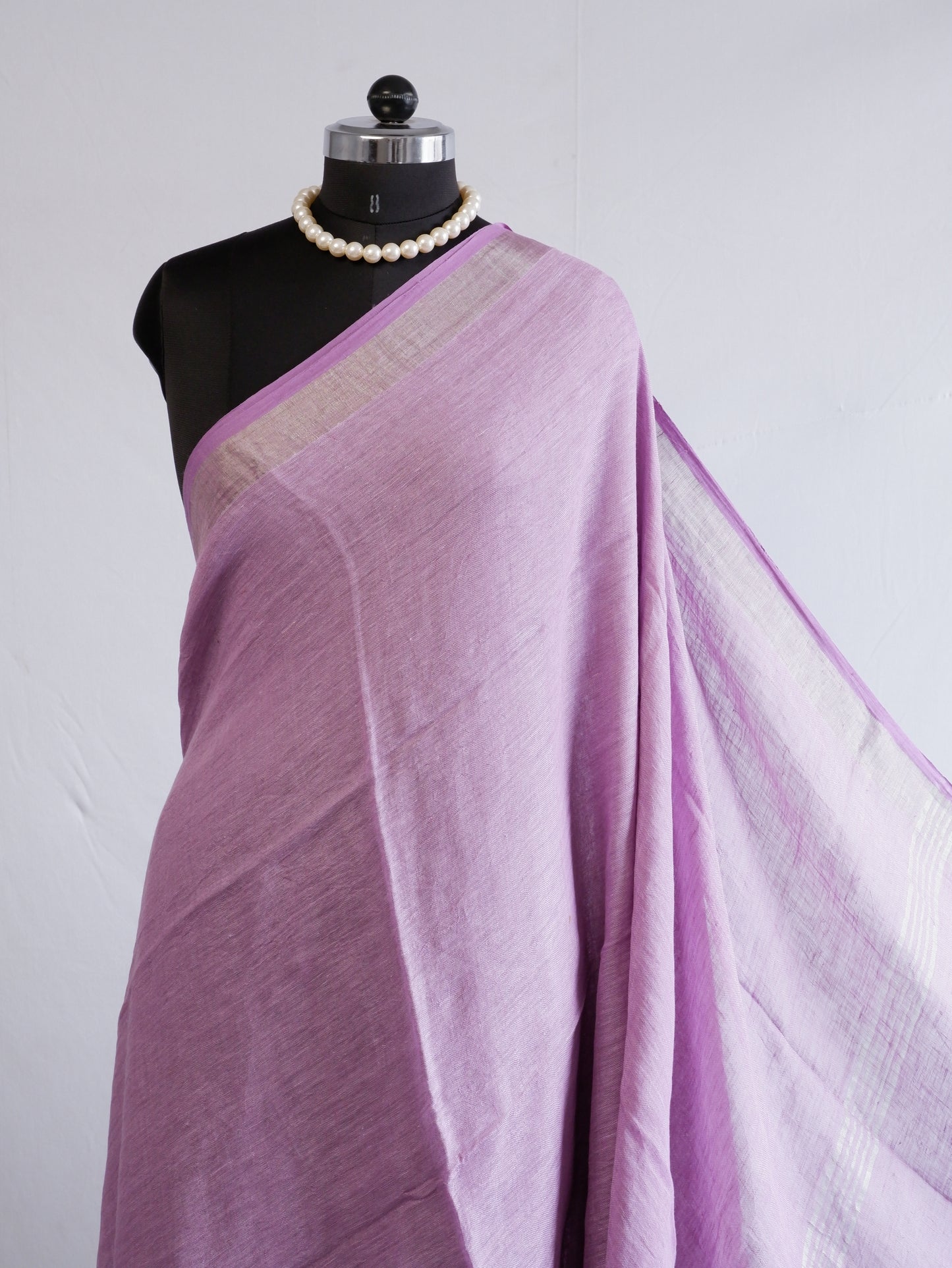 Pure Jayshree Linen Saree | Plain | Lilac