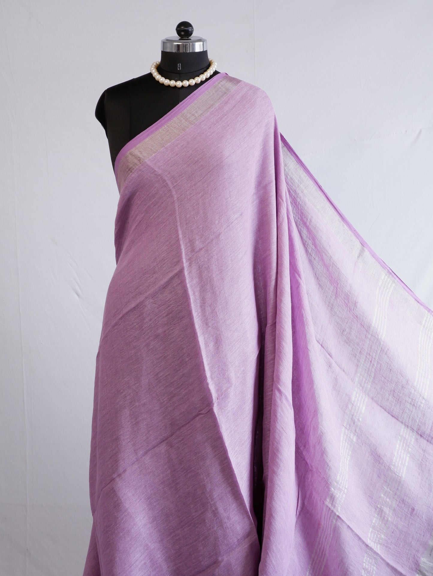 Pure Jayshree Linen Saree | Plain | Lilac