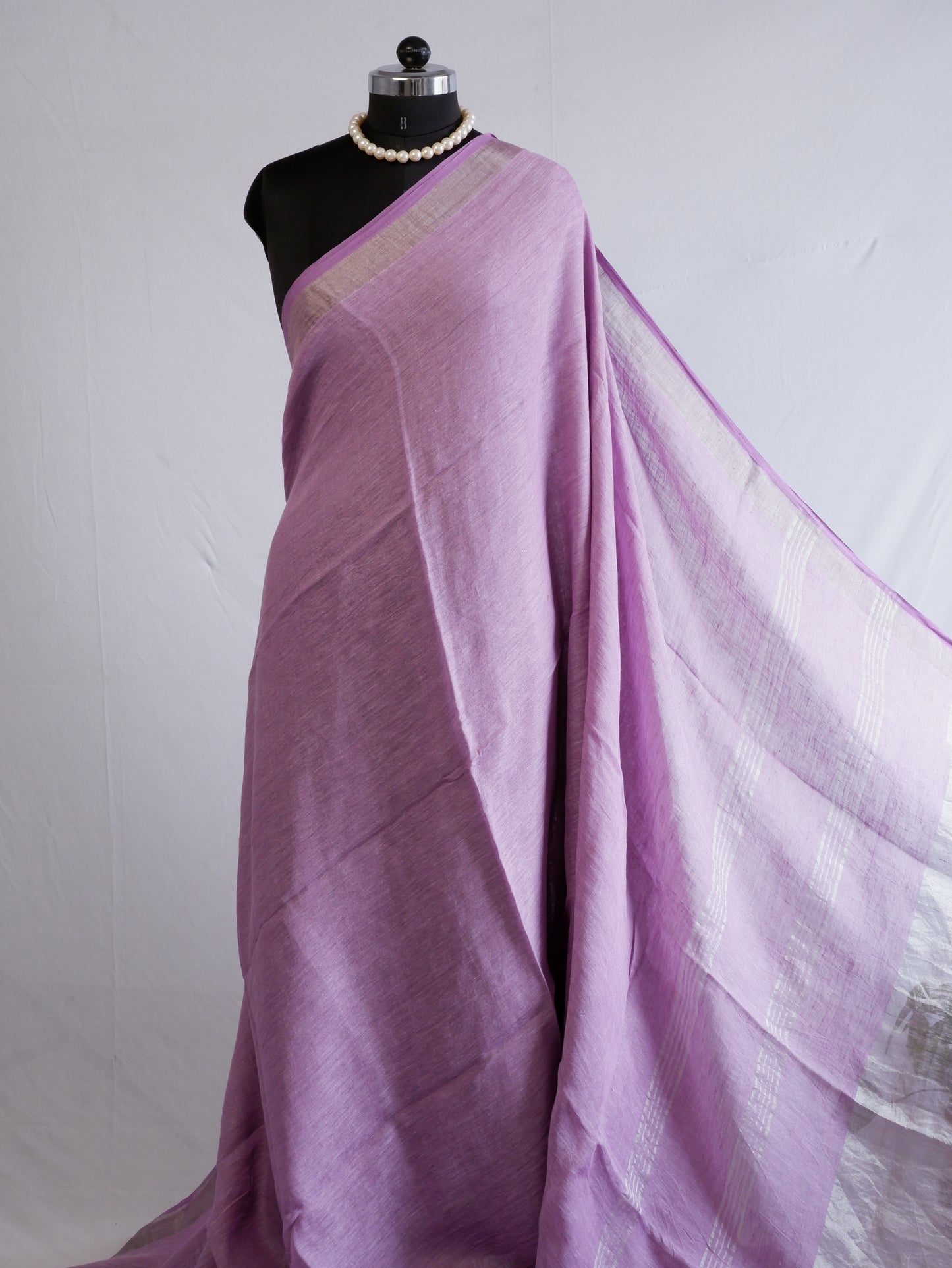 Pure Jayshree Linen Saree | Plain | Lilac