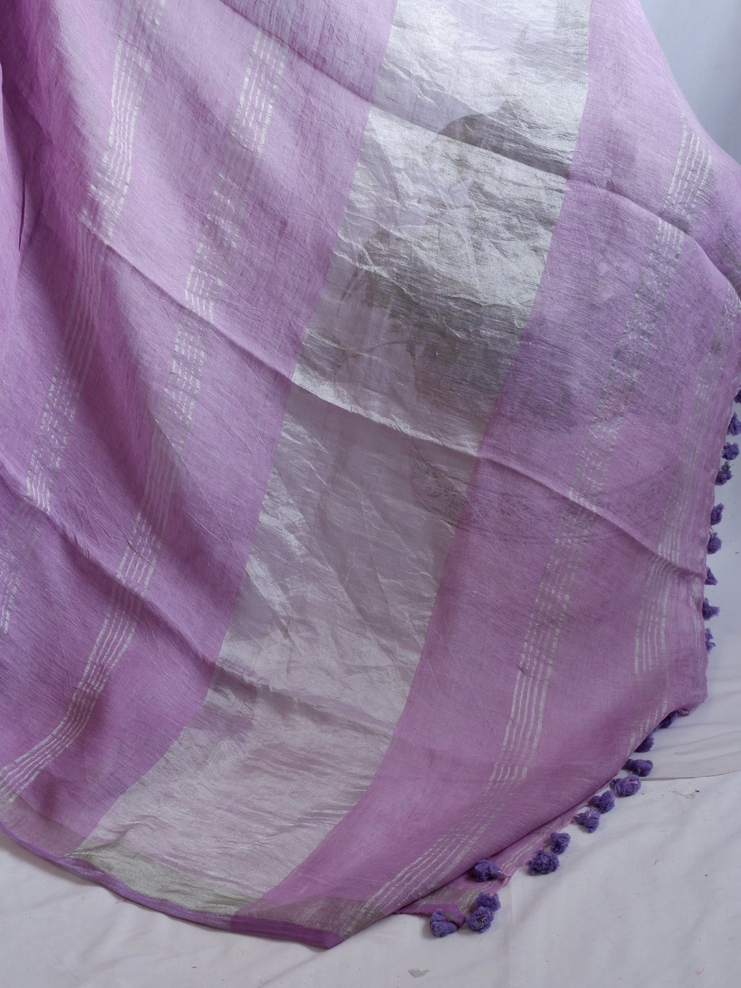 Pure Jayshree Linen Saree | Plain | Lilac