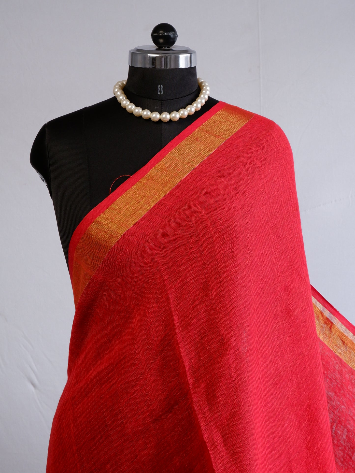 Pure Jayshree Linen Saree | Plain | Red