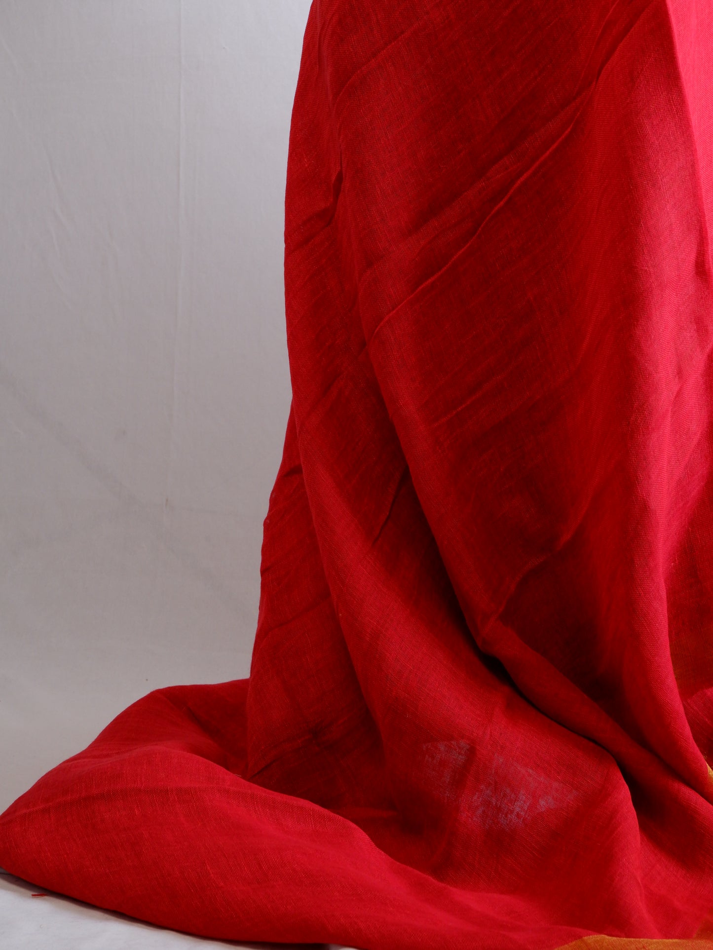 Pure Jayshree Linen Saree | Plain | Red