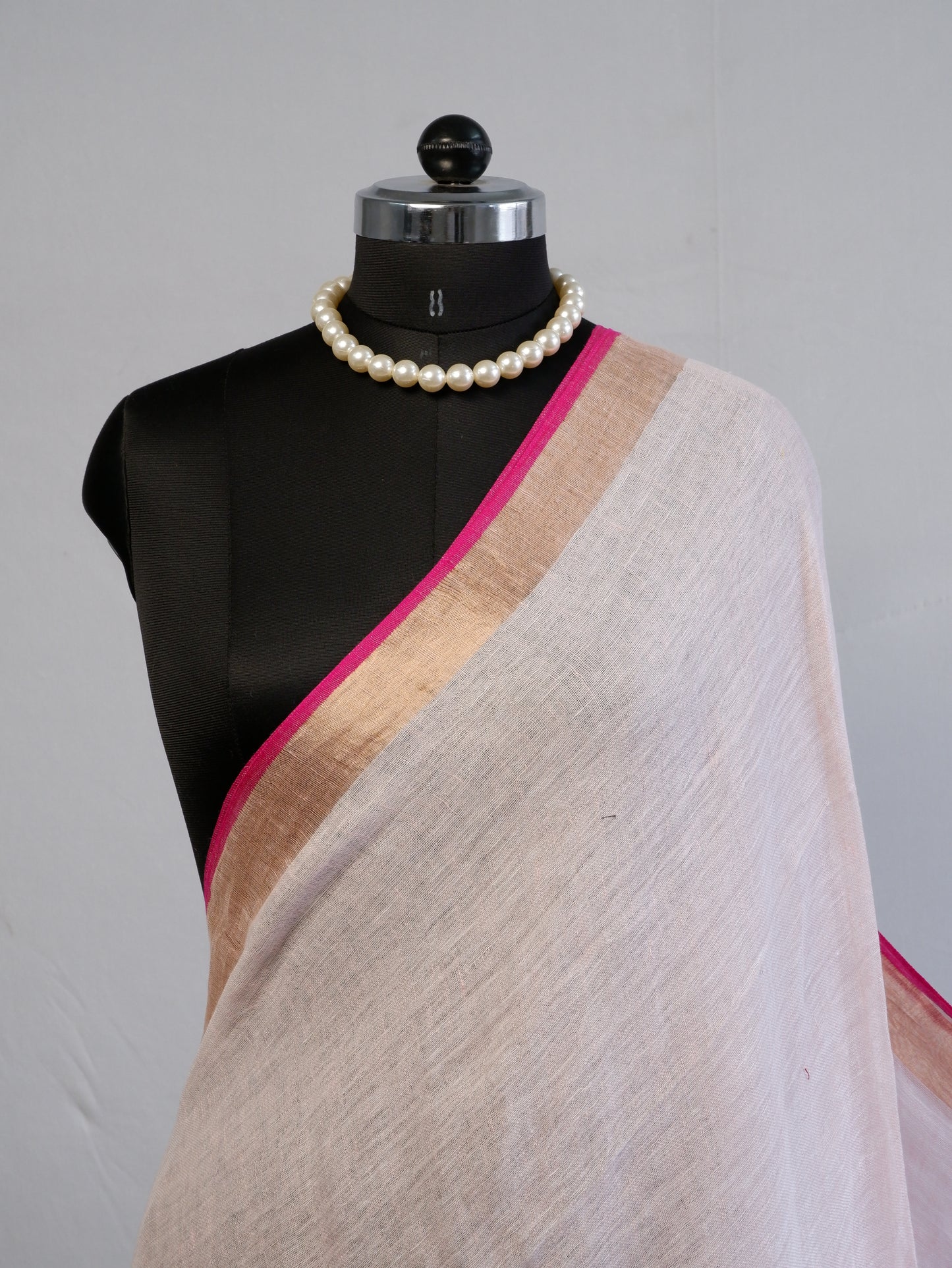 Pure Jayshree Linen Saree | Plain | Light Pink