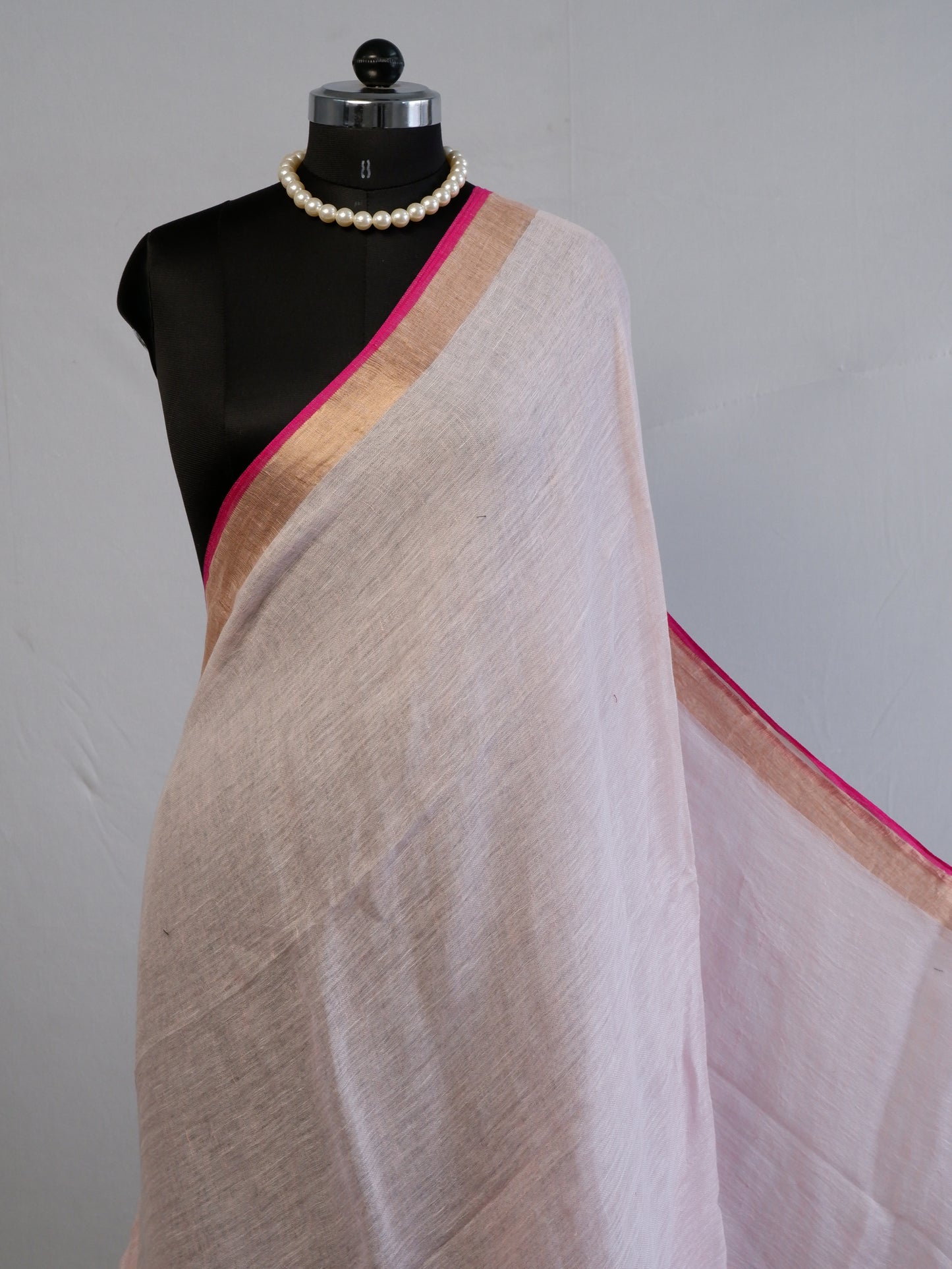 Pure Jayshree Linen Saree | Plain | Light Pink