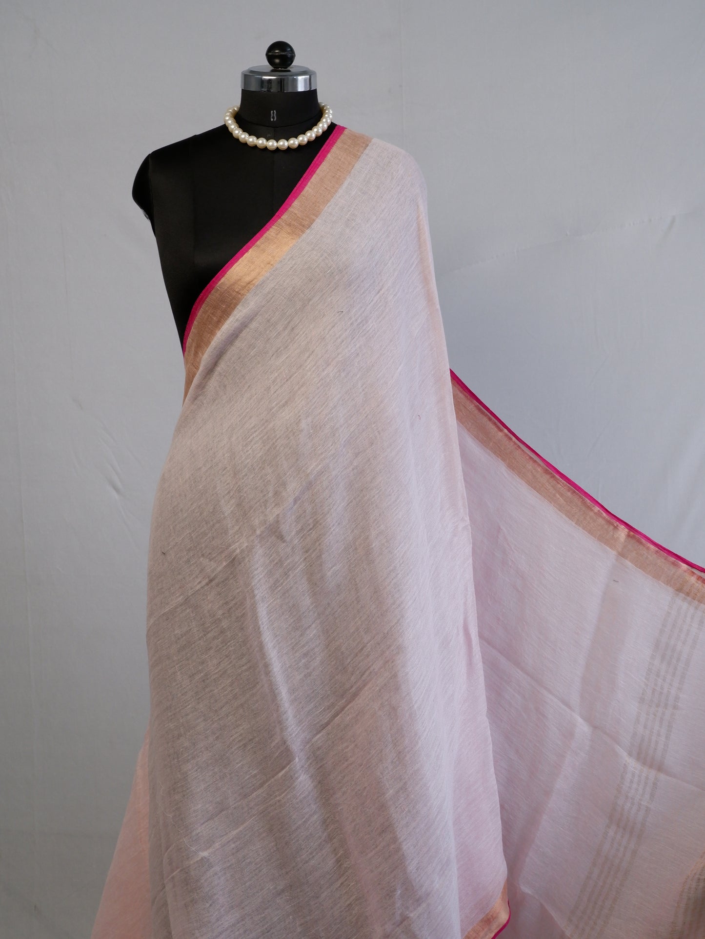Pure Jayshree Linen Saree | Plain | Light Pink