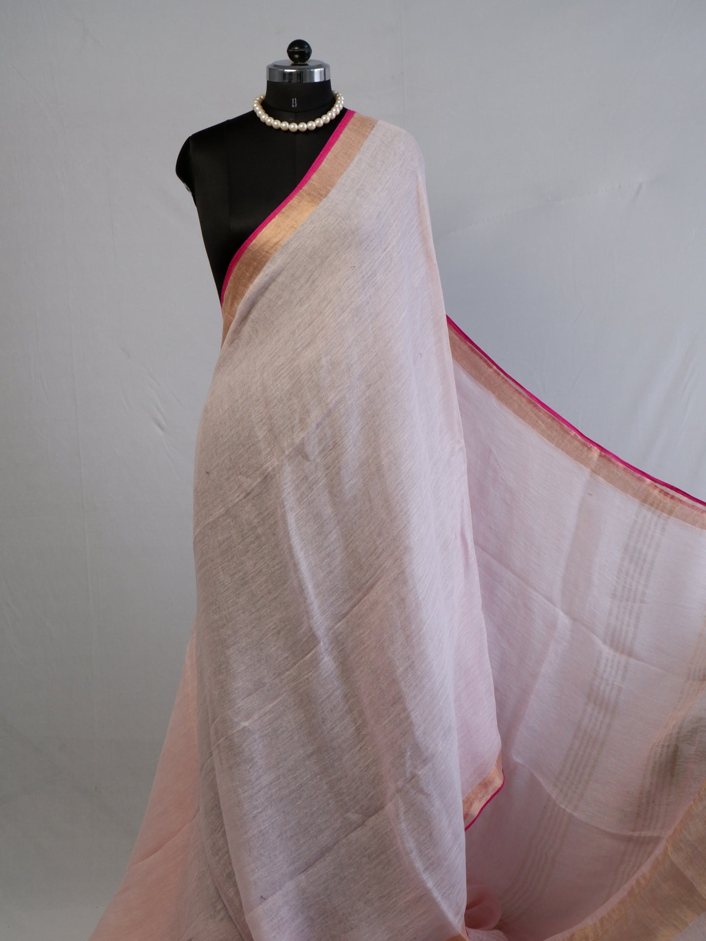 Pure Jayshree Linen Saree | Plain | Light Pink