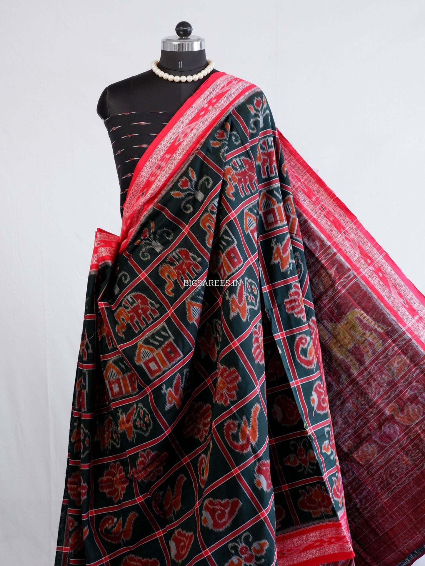 Sambalpuri Ikat Handwoven Saree | Cotton | Black