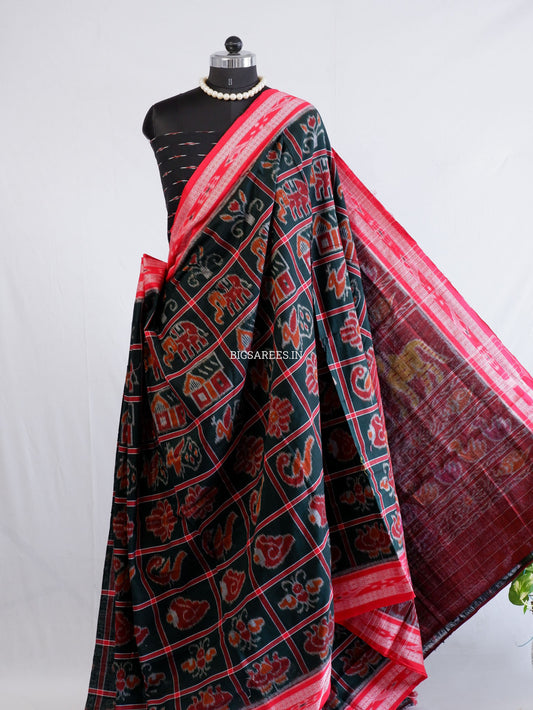 Sambalpuri Ikat Handwoven Saree | Cotton | Black