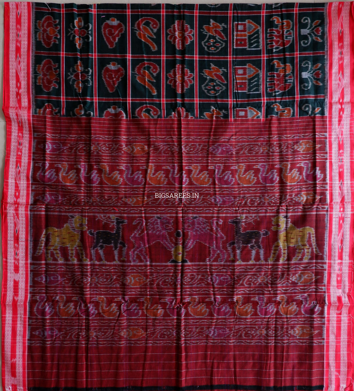 Sambalpuri Ikat Handwoven Saree | Cotton | Black