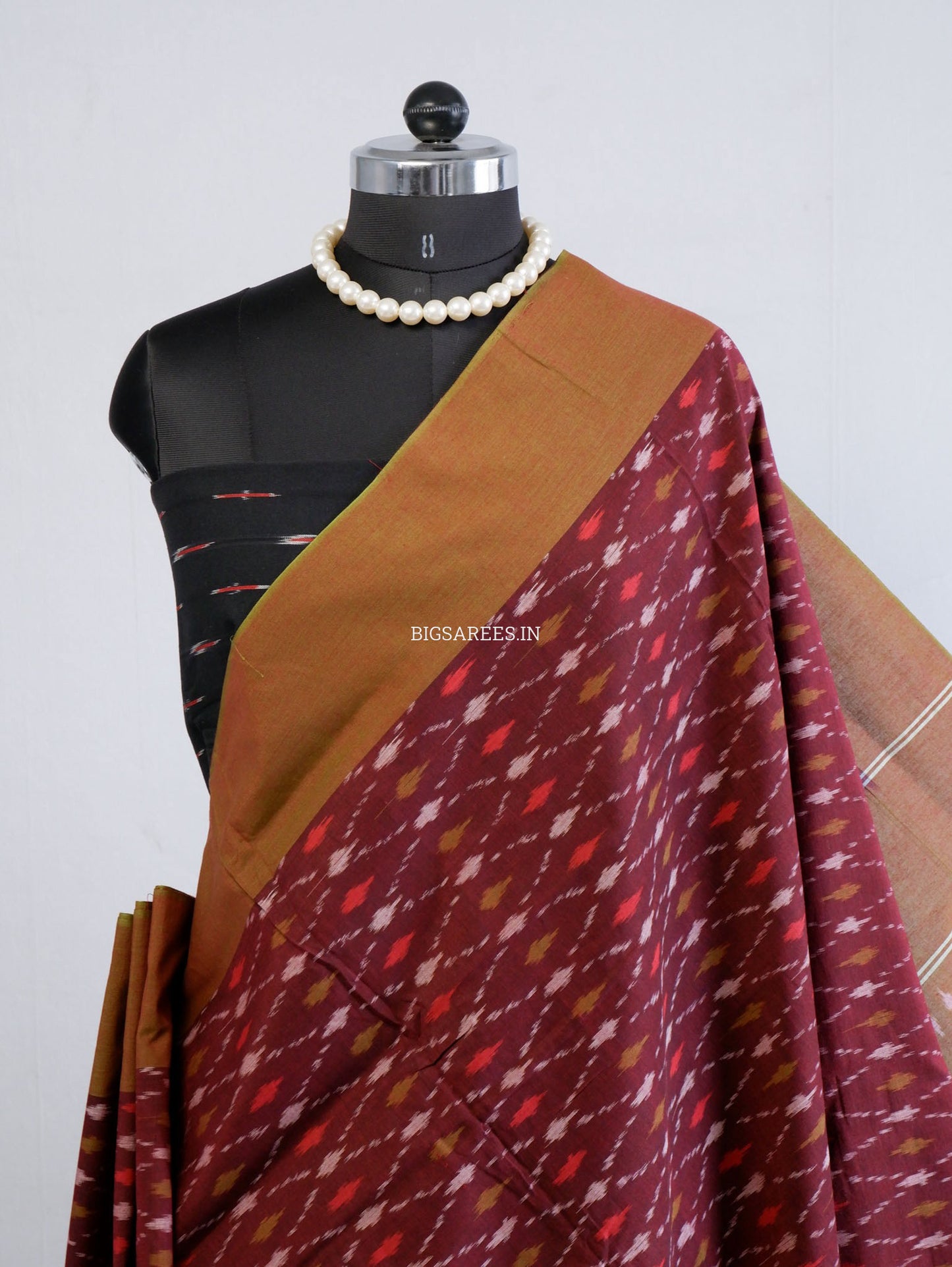 Pochampally Ikat Saree | Mercerised Cotton | Maroon