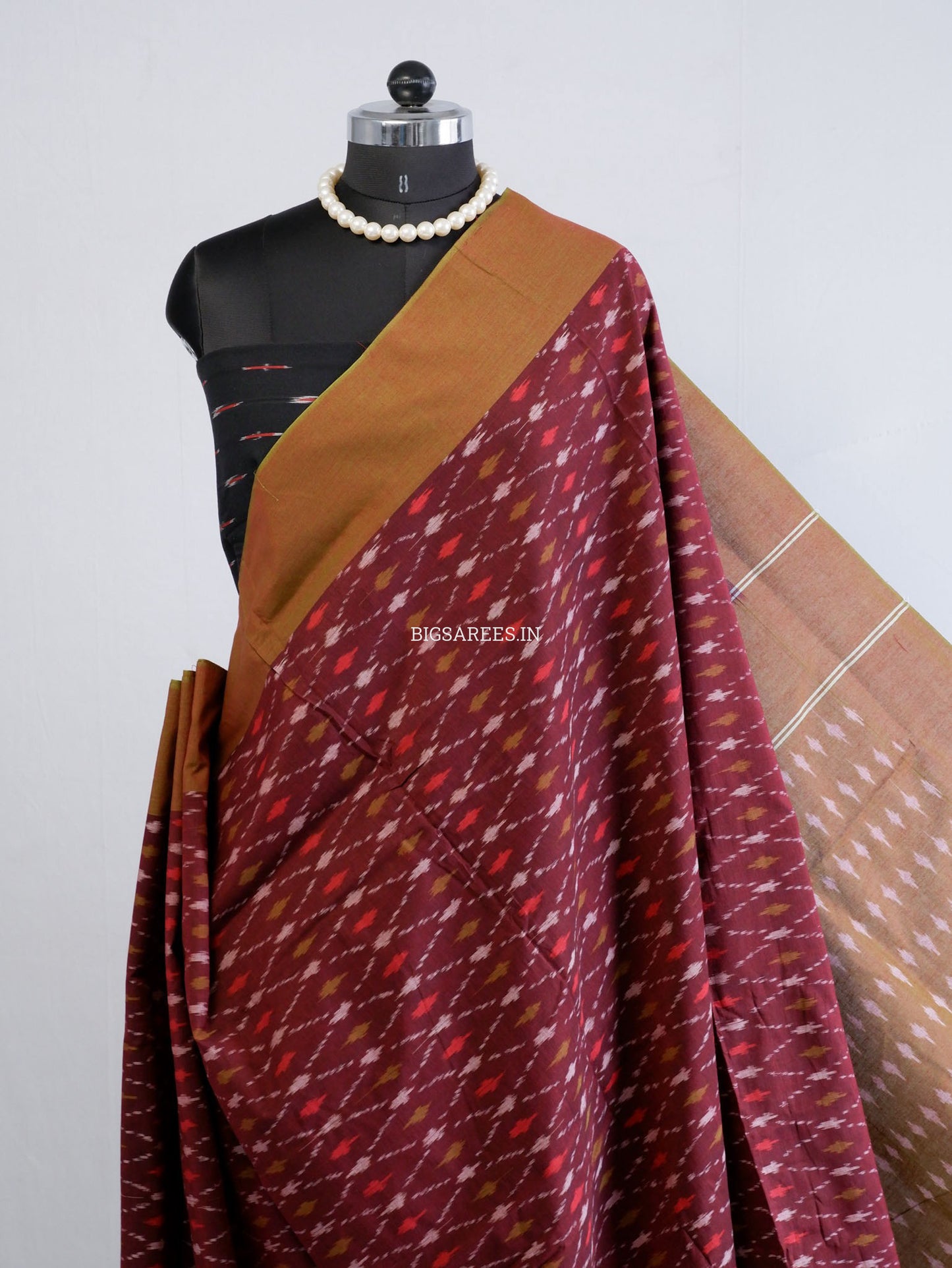 Pochampally Ikat Saree | Mercerised Cotton | Maroon