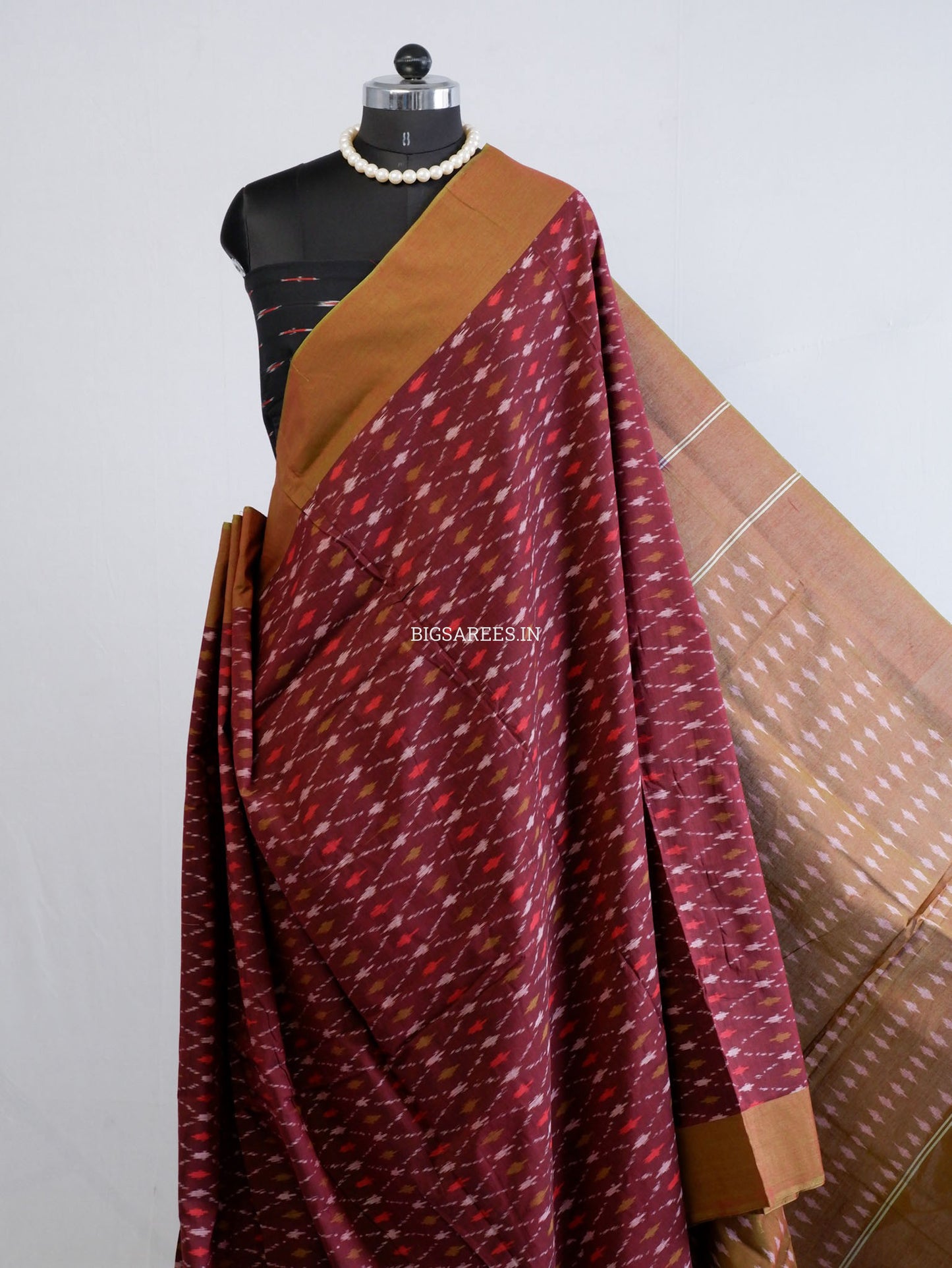 Pochampally Ikat Saree | Mercerised Cotton | Maroon