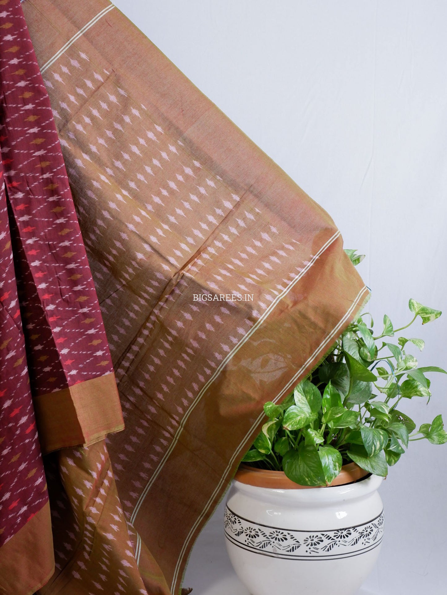 Pochampally Ikat Saree | Mercerised Cotton | Maroon