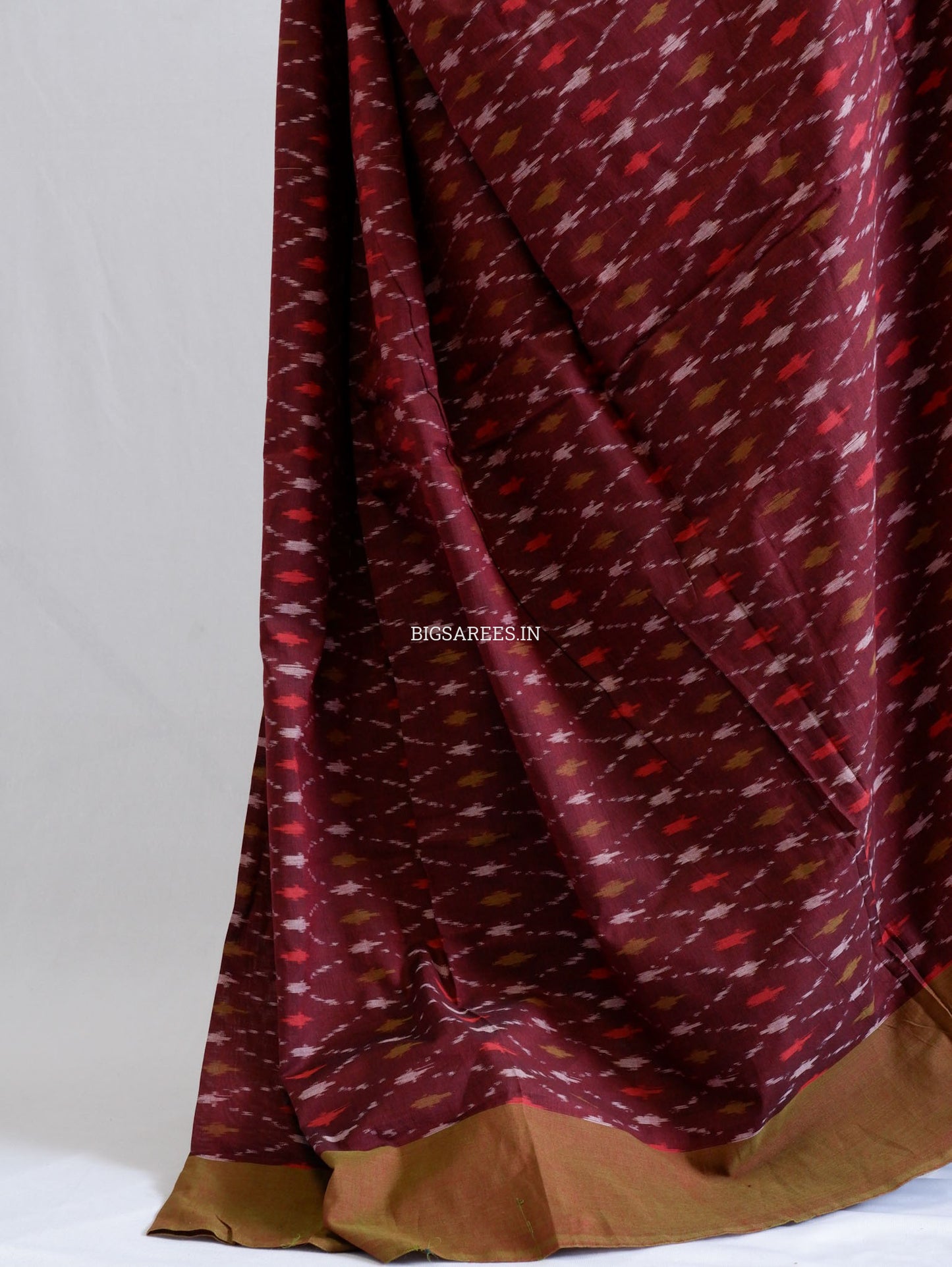 Pochampally Ikat Saree | Mercerised Cotton | Maroon