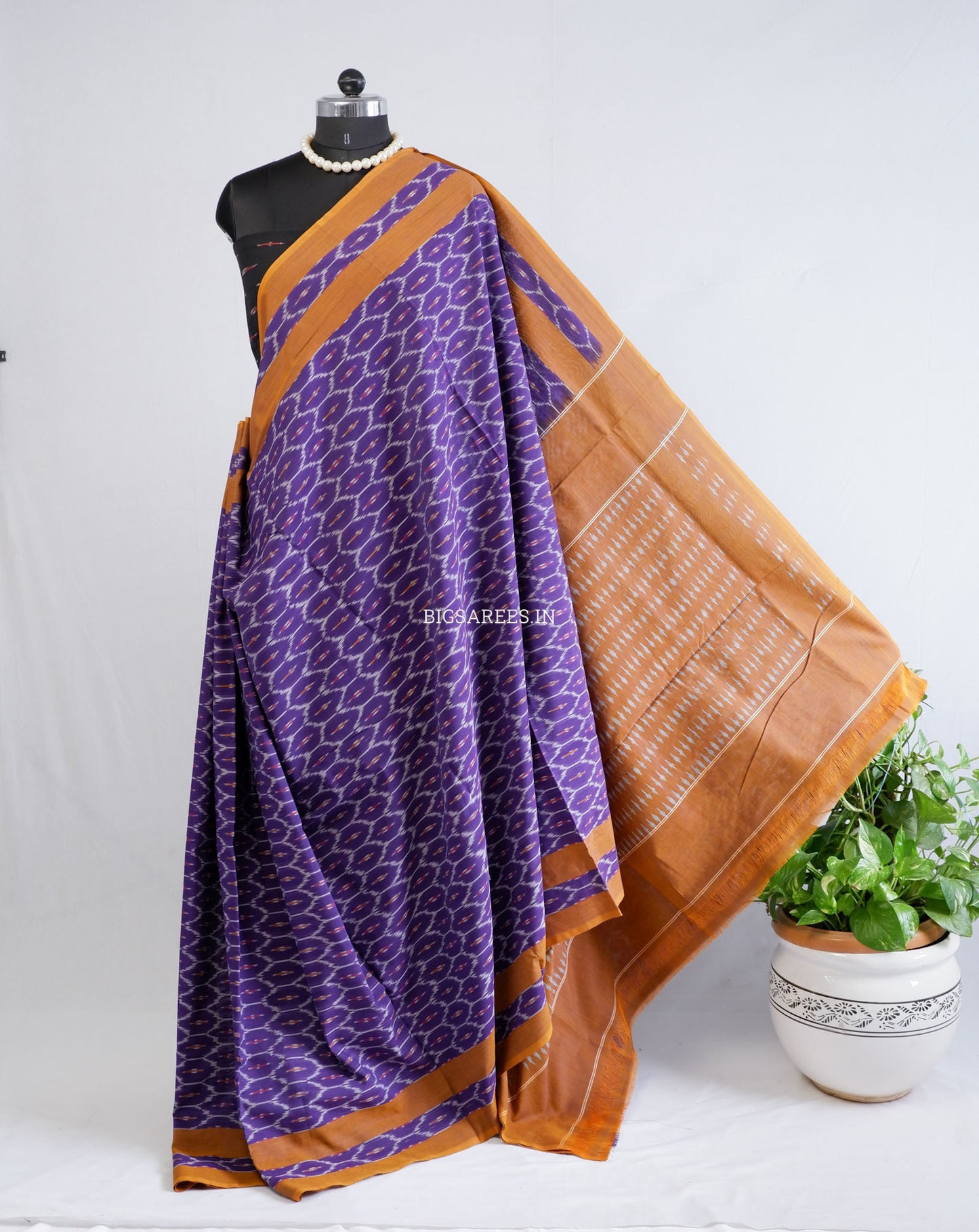 Pochampally Ikat Saree | Mercerised Cotton | Purple