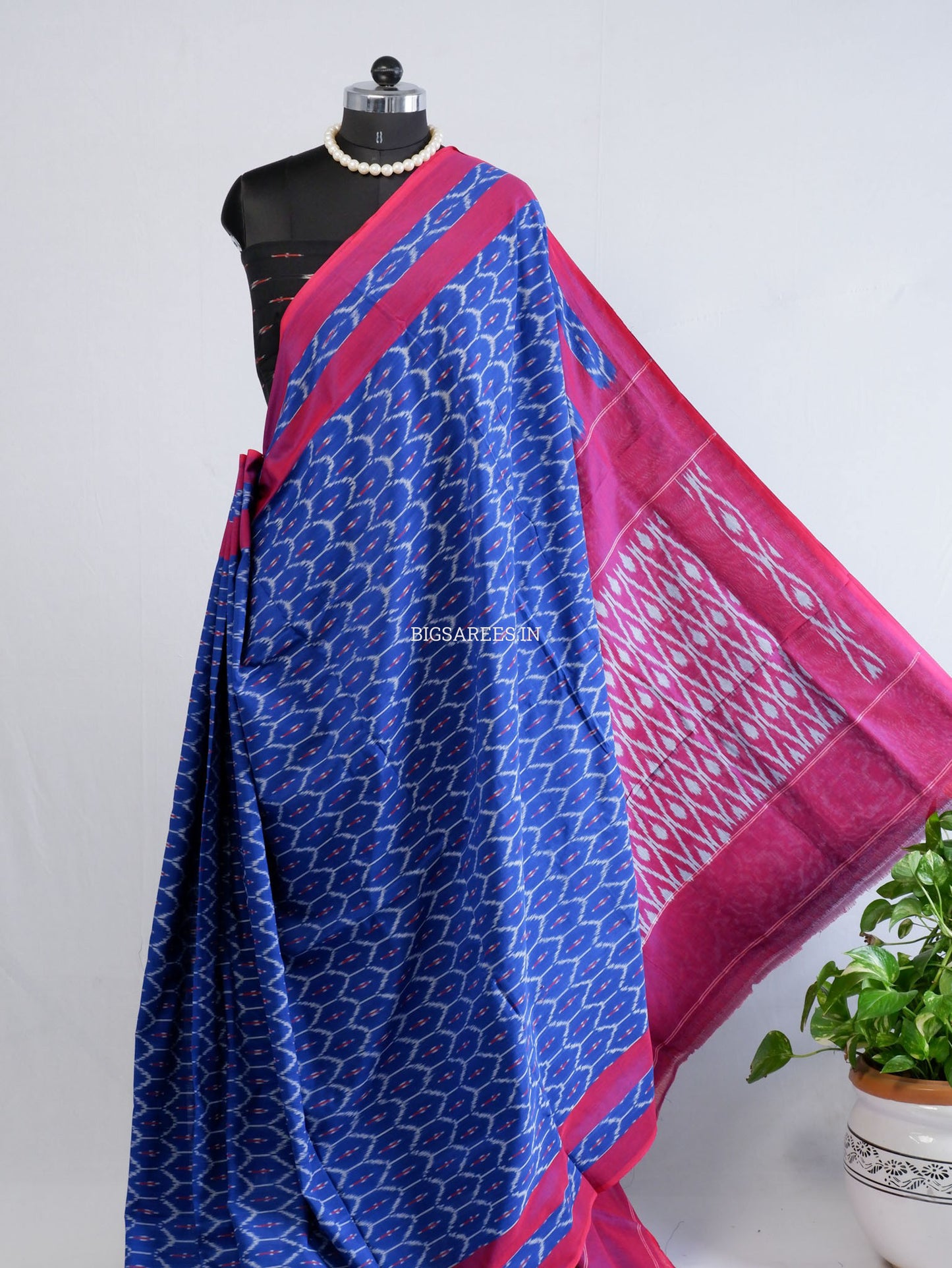 Pochampally Ikat Saree | Mercerised Cotton | Blue