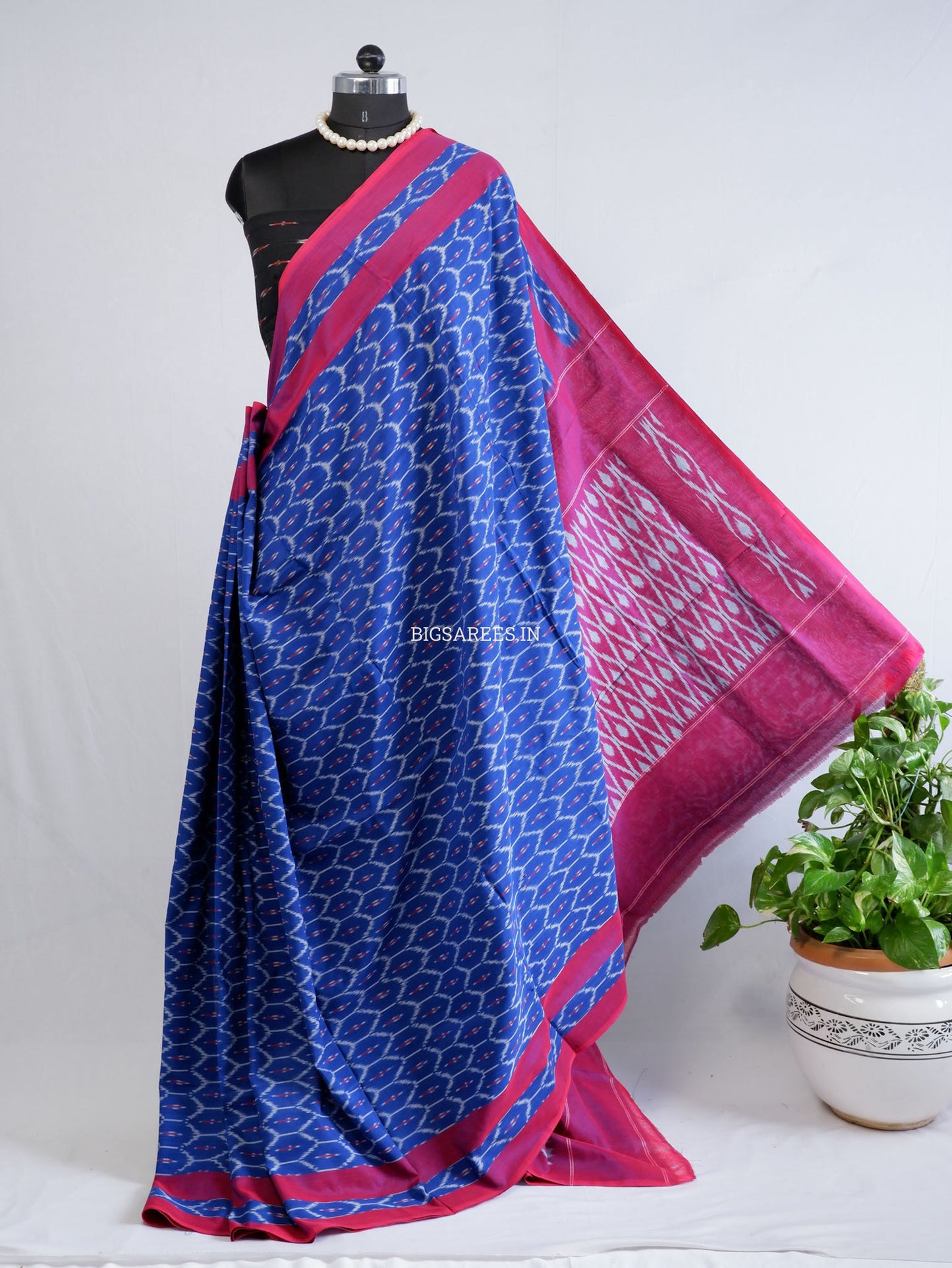 Pochampally Ikat Saree | Mercerised Cotton | Blue