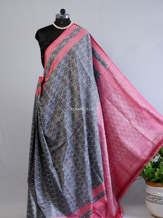 Pochampally Ikat Saree | Mercerised Cotton | Grey