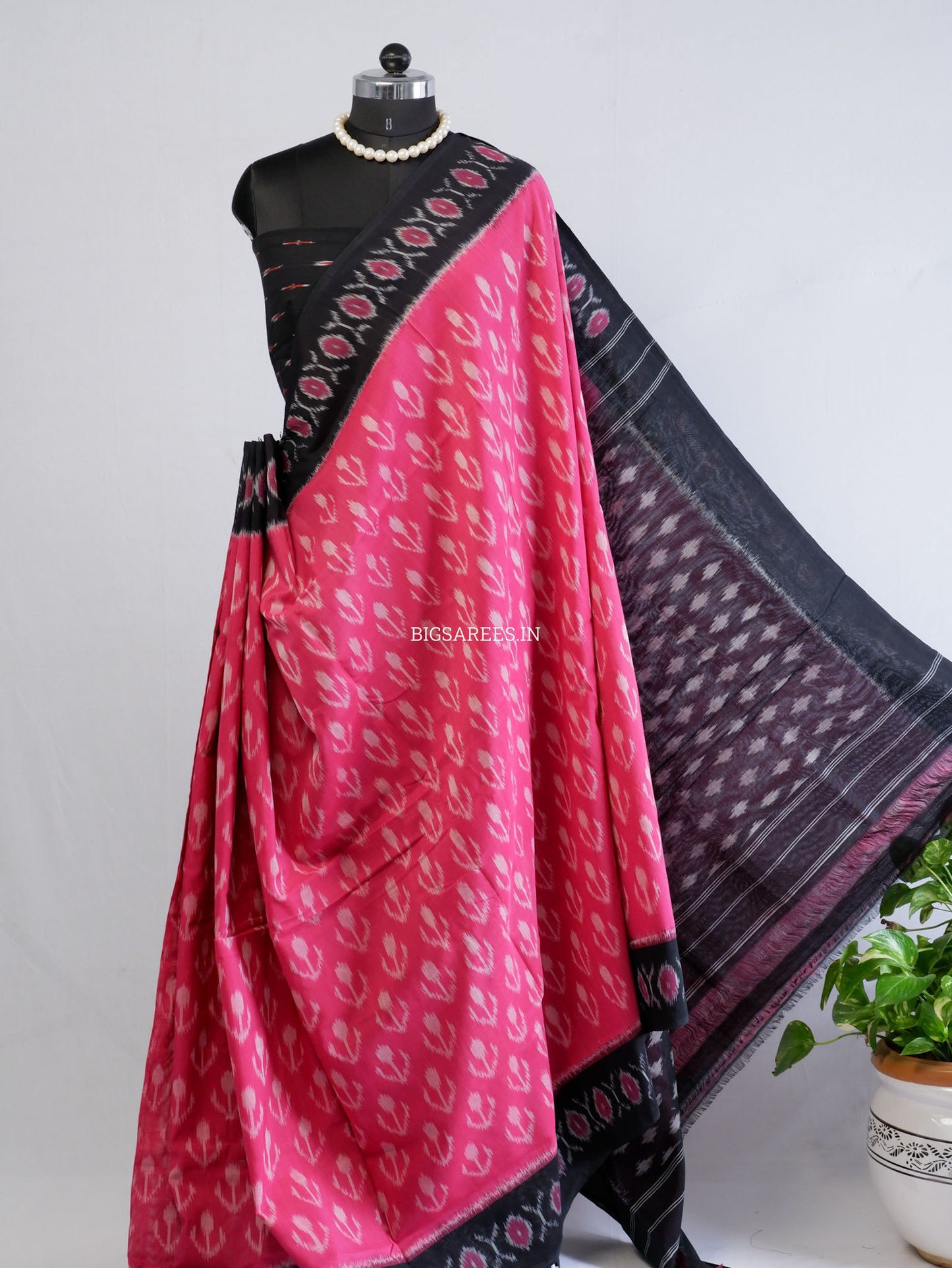 Pochampally Ikat Saree | Mercerised Cotton | Pink
