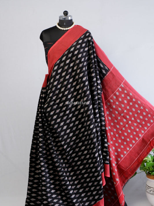 Pochampally Ikat Saree | Mercerised Cotton | Black