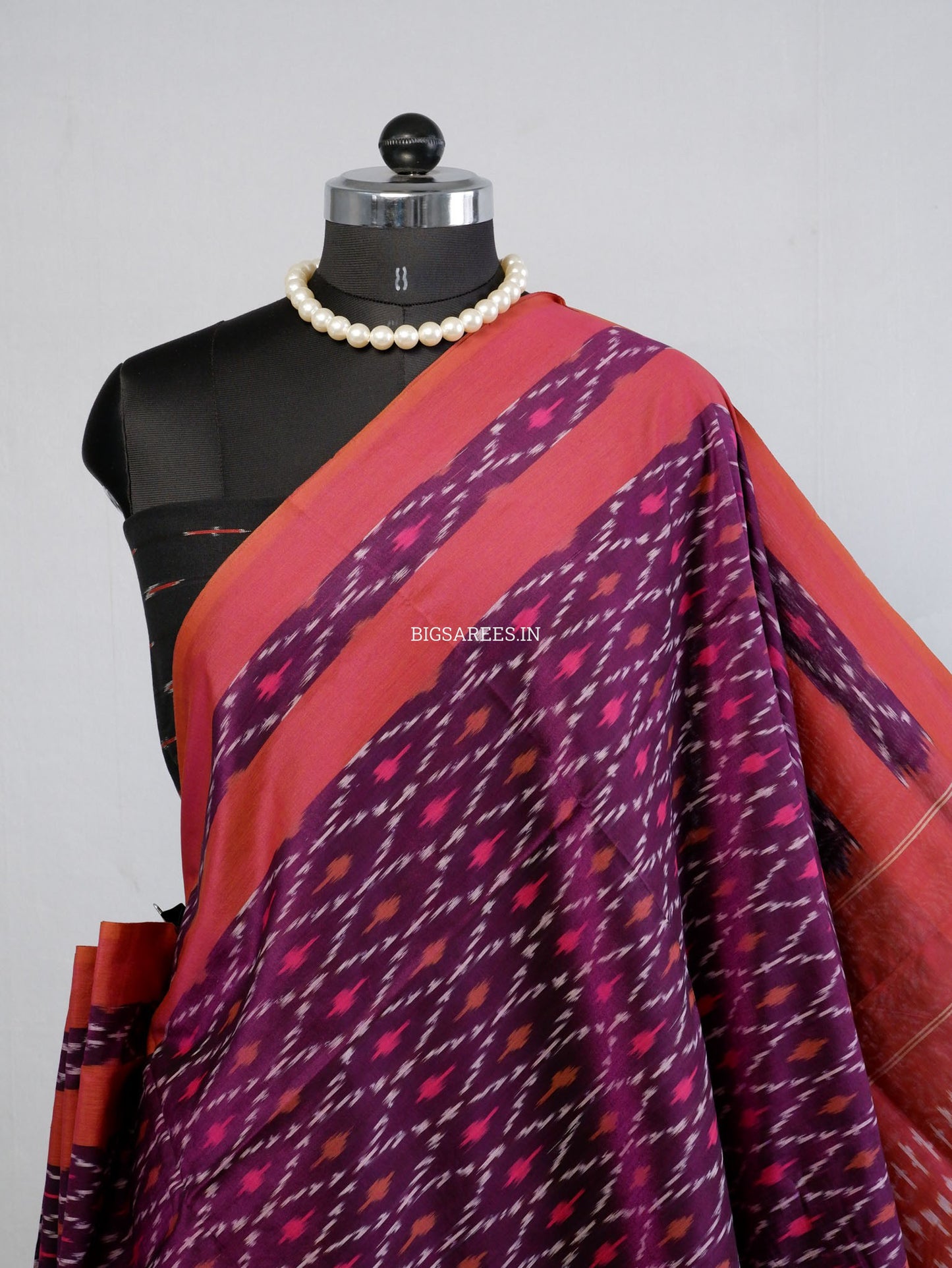Pochampally Ikat Saree | Mercerised Cotton | Grape