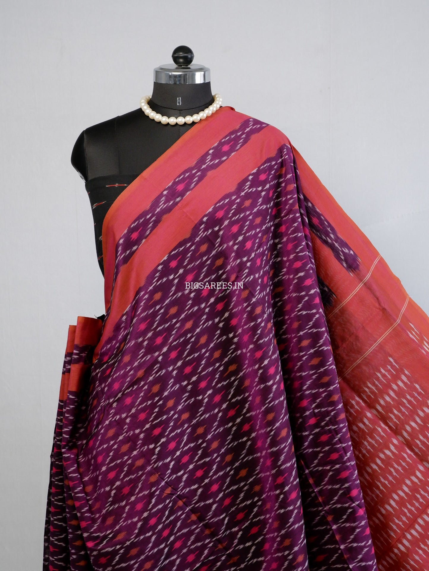 Pochampally Ikat Saree | Mercerised Cotton | Grape
