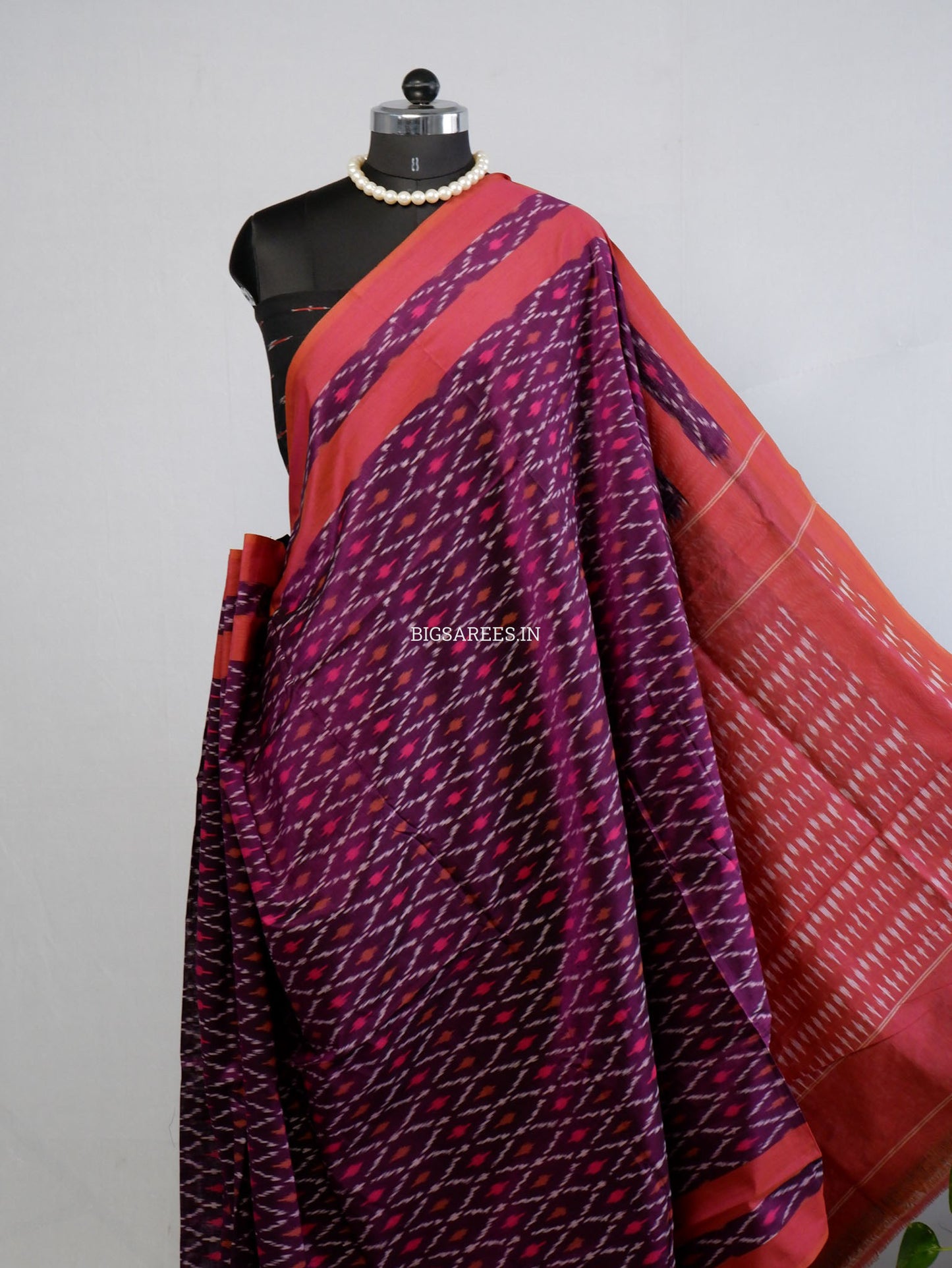 Pochampally Ikat Saree | Mercerised Cotton | Grape