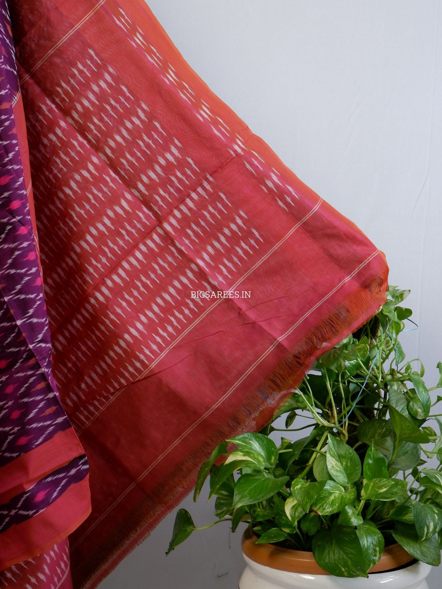 Pochampally Ikat Saree | Mercerised Cotton | Grape