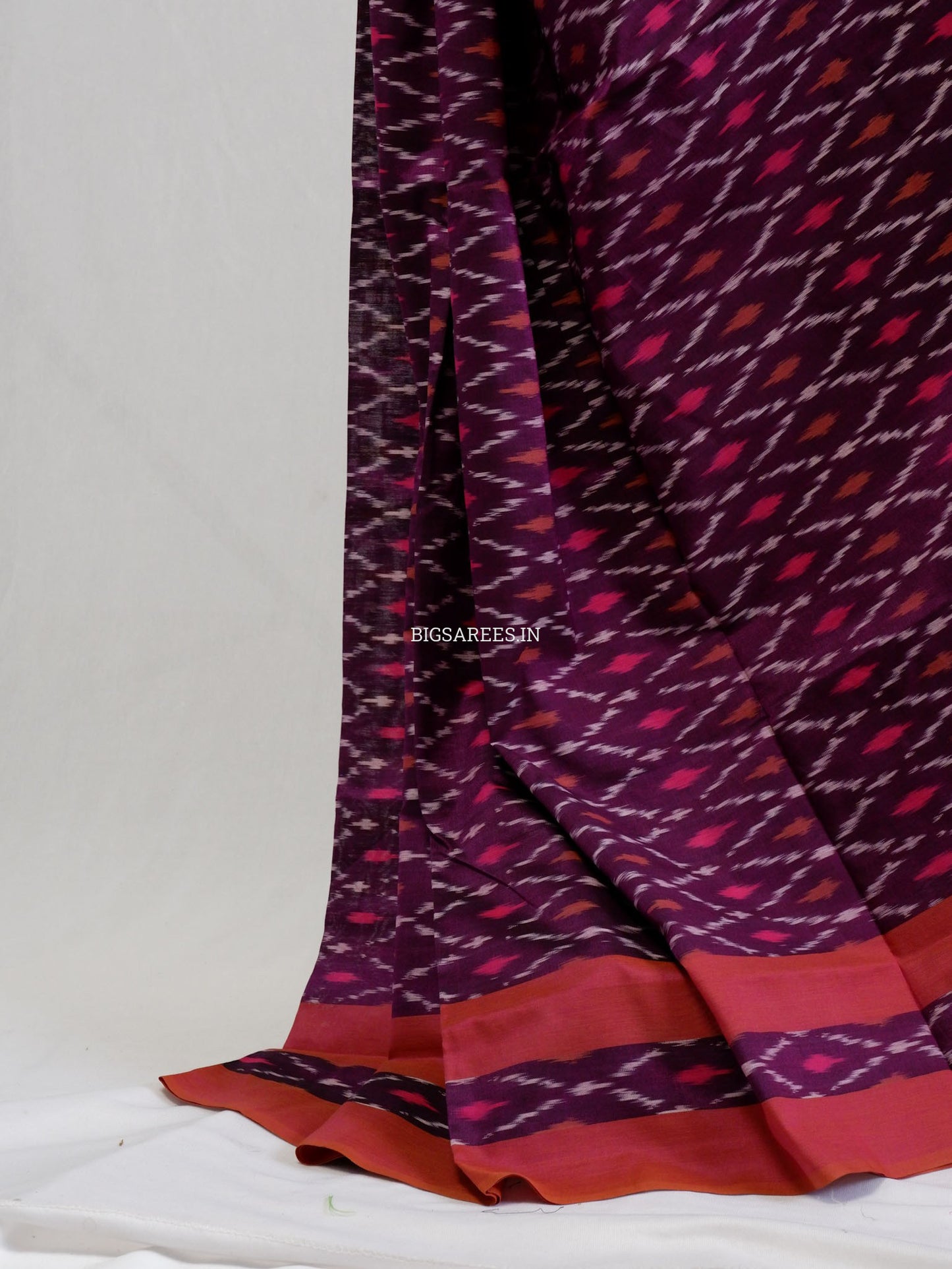 Pochampally Ikat Saree | Mercerised Cotton | Grape