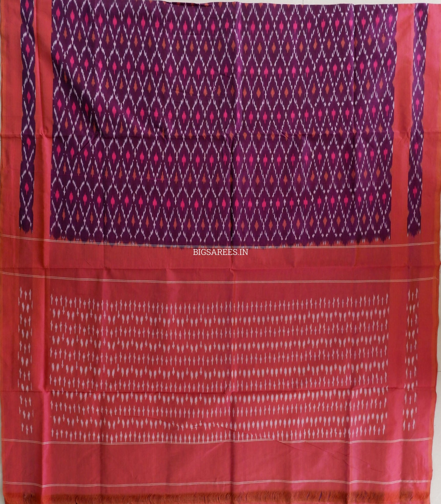 Pochampally Ikat Saree | Mercerised Cotton | Grape